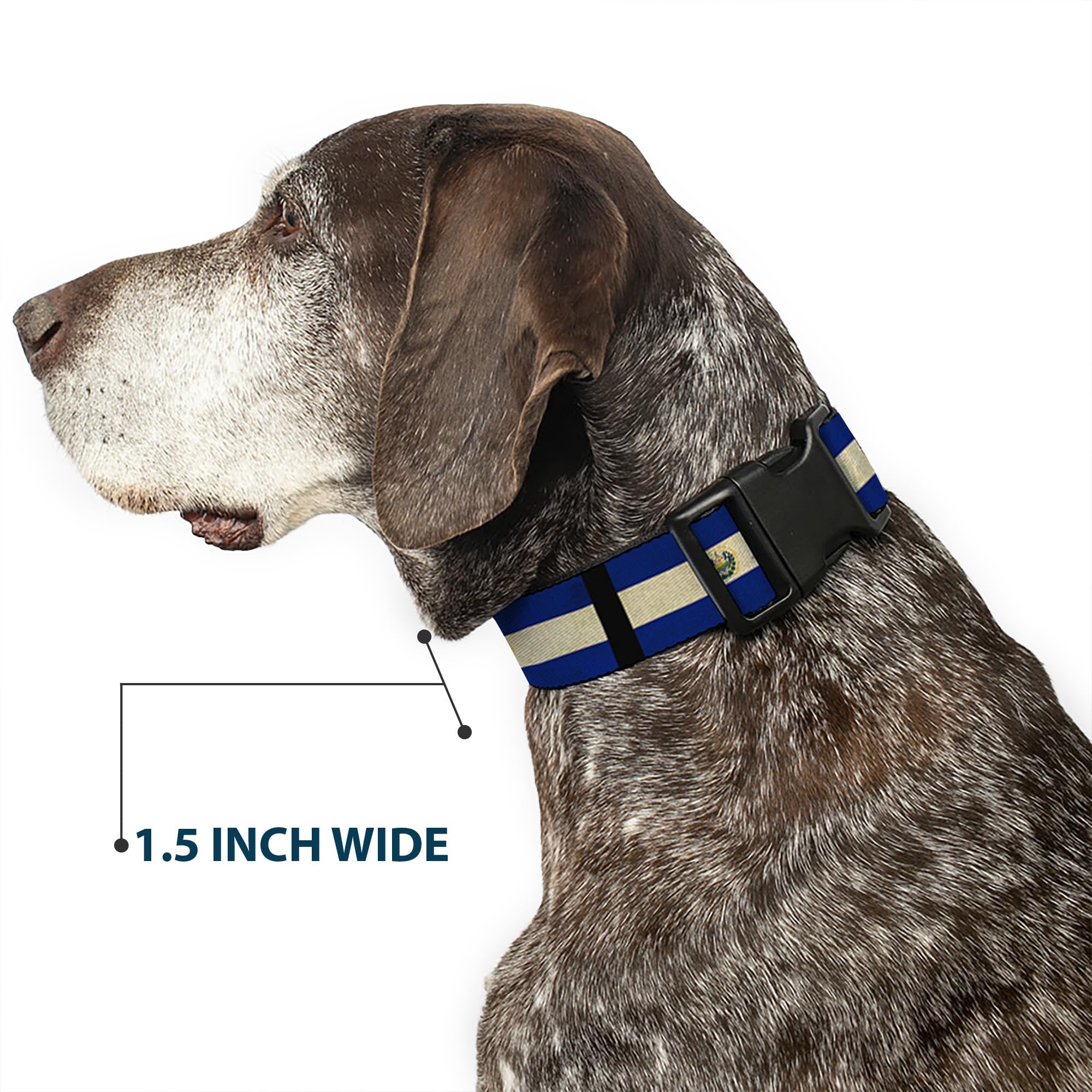 Buckle-Down PC-W30537-WS El Salvador Flag/Black Plastic Clip Collar, Wide Small/13-18