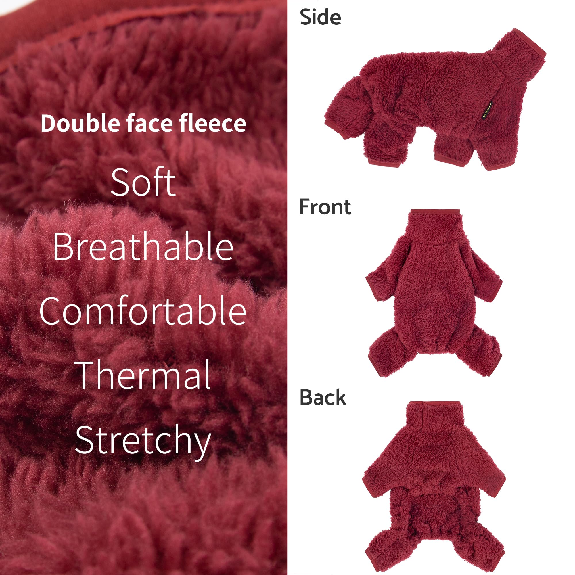 Fitwarm Fuzzy Fleece Dog Christmas Pajamas, Dog Winter Clothes for Small Dogs Girl Boy, Velvet Dog Onesie, Pet Jumpsuit, Doggy A