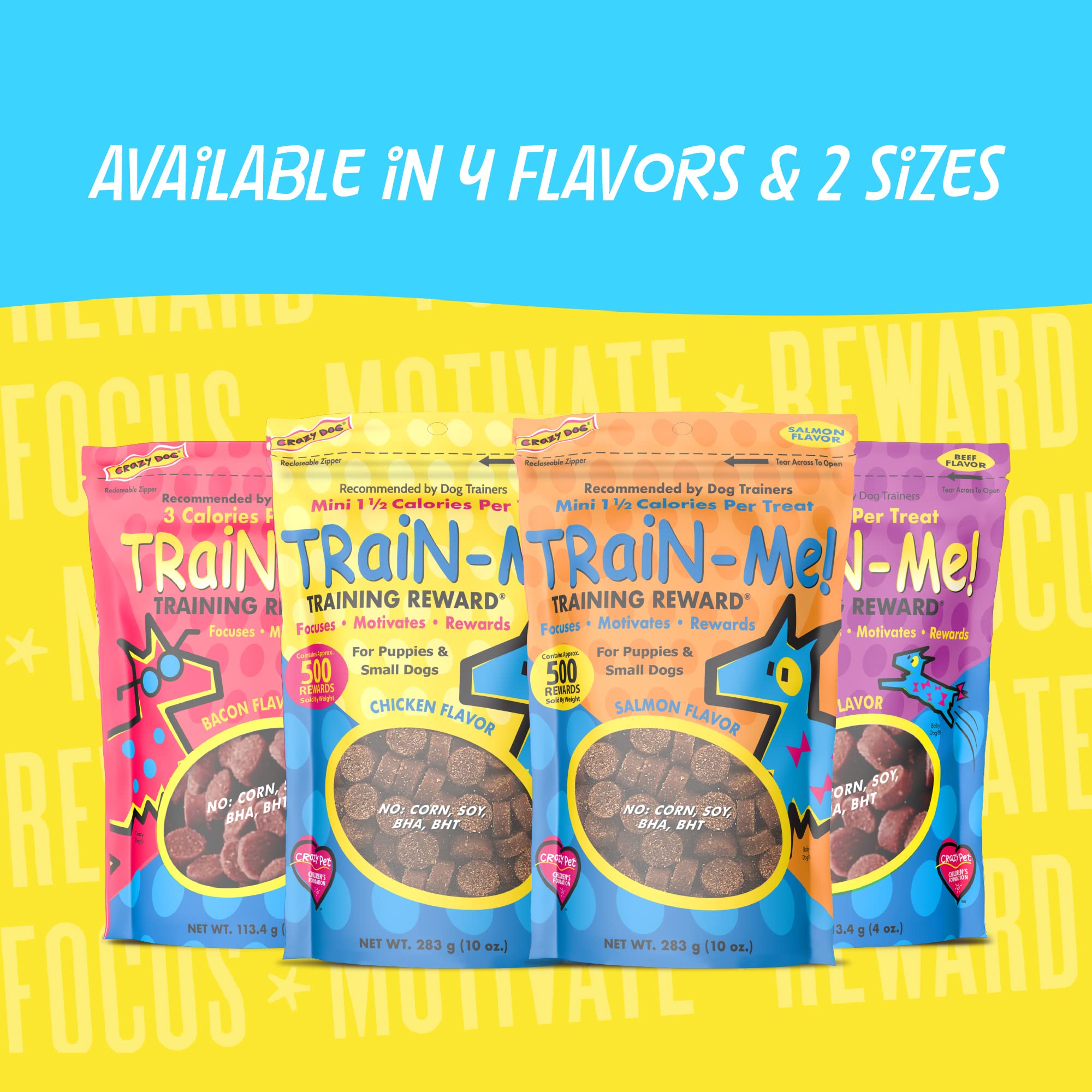 Crazy Dog Mini Train-Me! Training Treats 4 oz. Pouch, Beef Flavor, with 200 Treats per Bag, Recommended by Dog Trainers