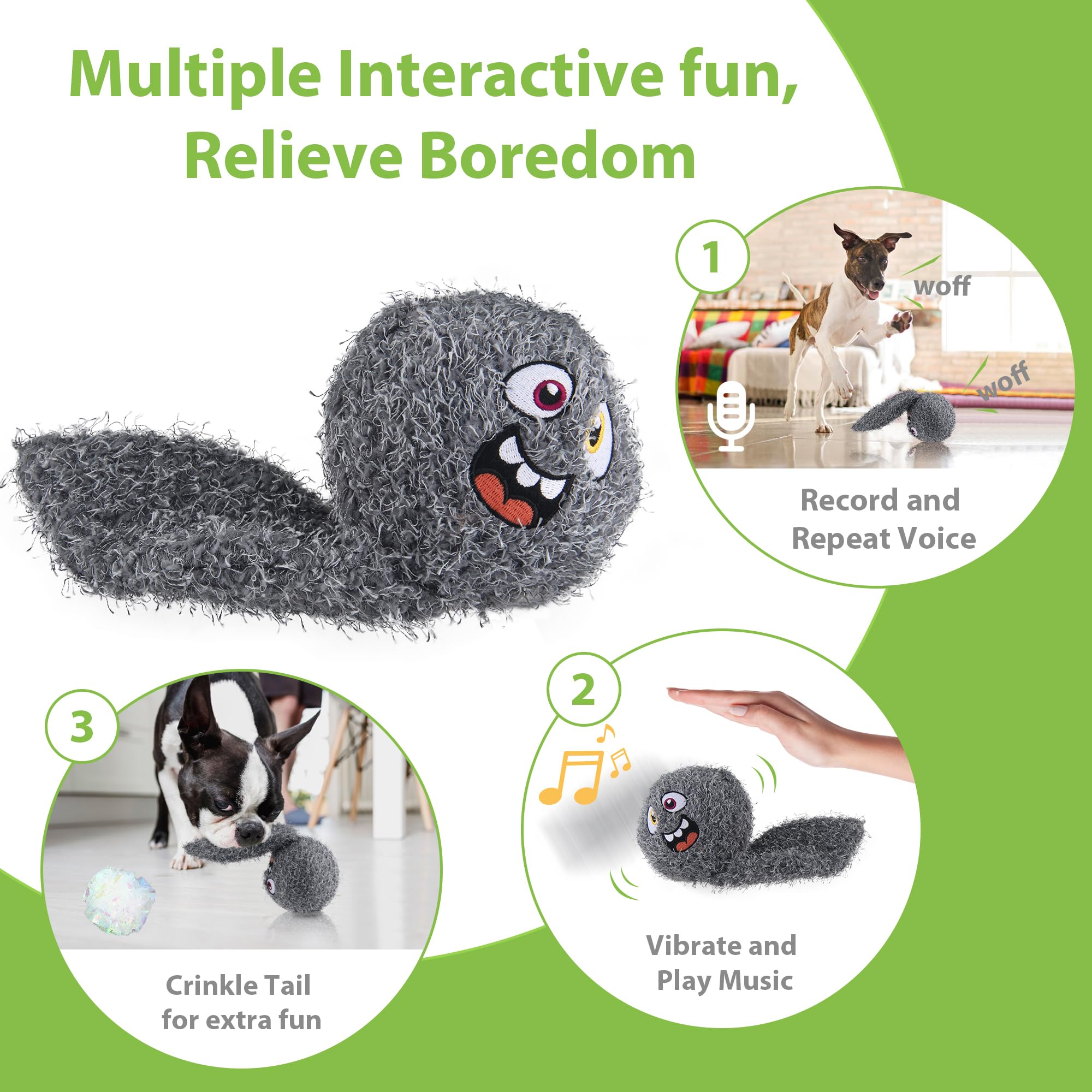 Petgeek Interactive Dog Ball, Squeaky Toys With Music And Recording, Rechargeable Vibrating Dog Ball For Small/Medium/Large Dogs
