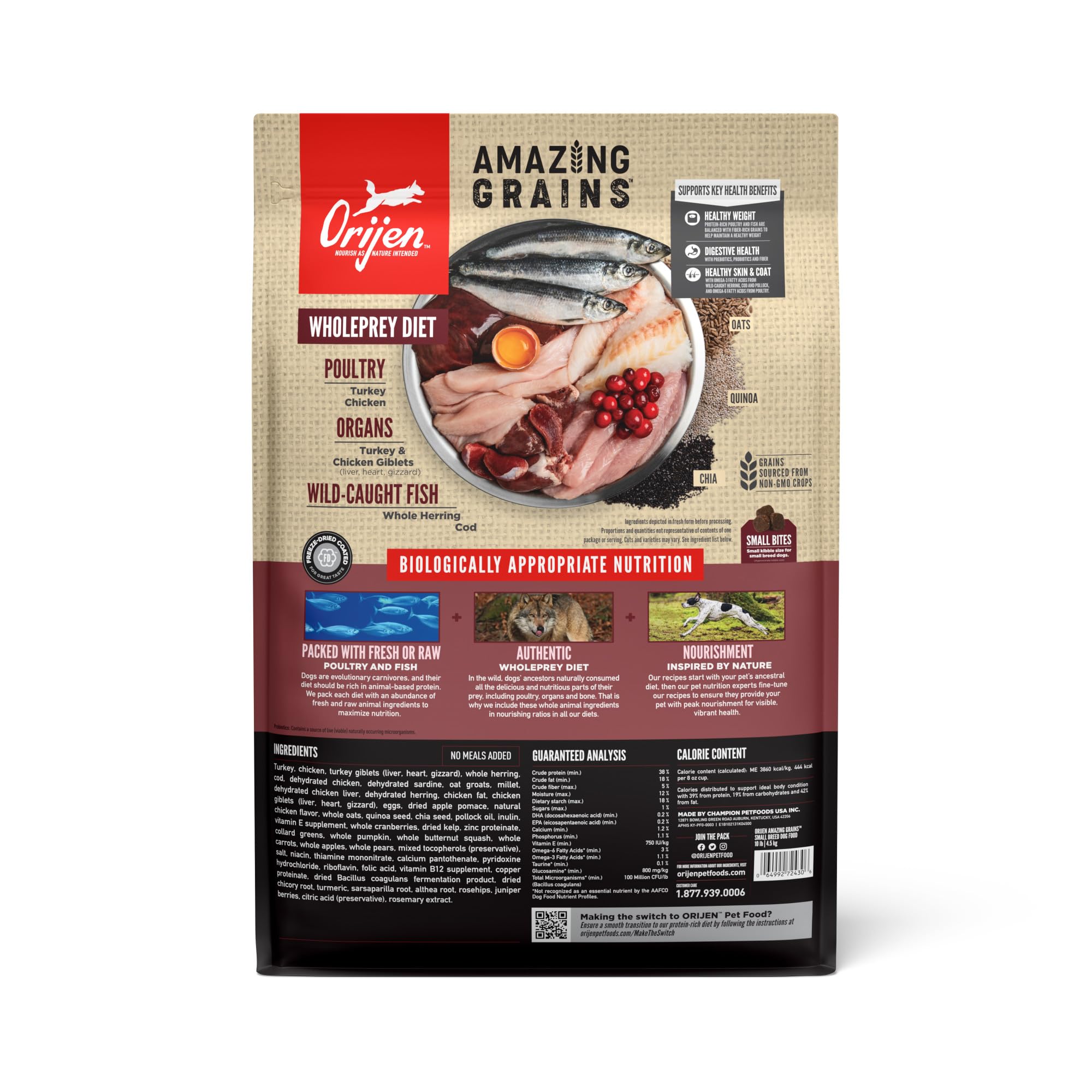 ORIJEN Amazing Grains Small Breed Dry Dog Food Recipe, 10lb