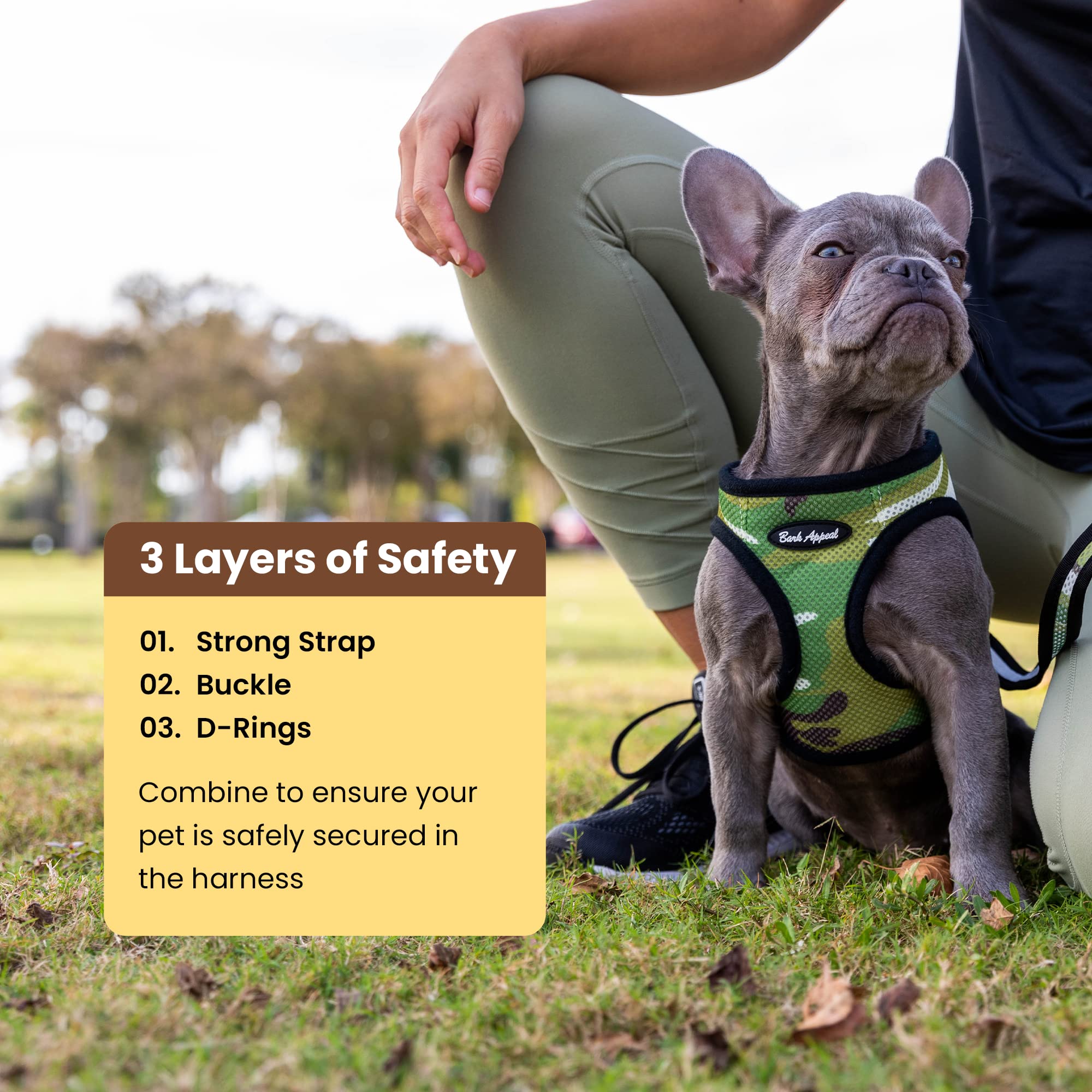 Bark Appeal Step-In Dog Harness, Mesh Step In Dog Vest Harness For Small & Medium Dogs, Non-Choking With Adjustable Heavy-Duty Buckle For Safe, Secure Fit - (Small, Pink Plaid)