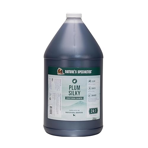 Nature's Specialties Plum Silky Ultra Concentrated Dog Shampoo & Conditioner, 1 Gal, Makes Up to 24 Gallons, Ideal for Groomers