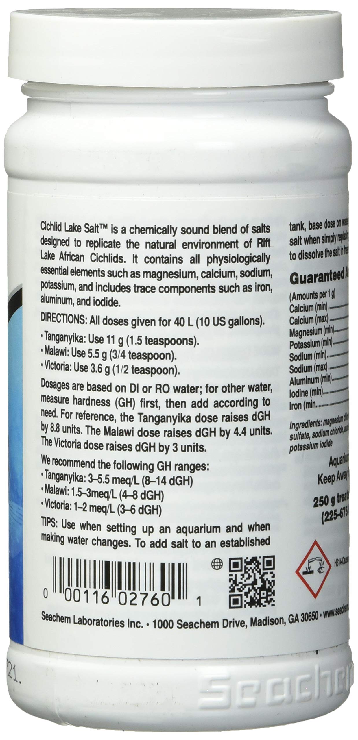 Seachem Cichlid Lake Salt - 250 g / 8.8 oz - Essential Aquarium Mineral Supplement