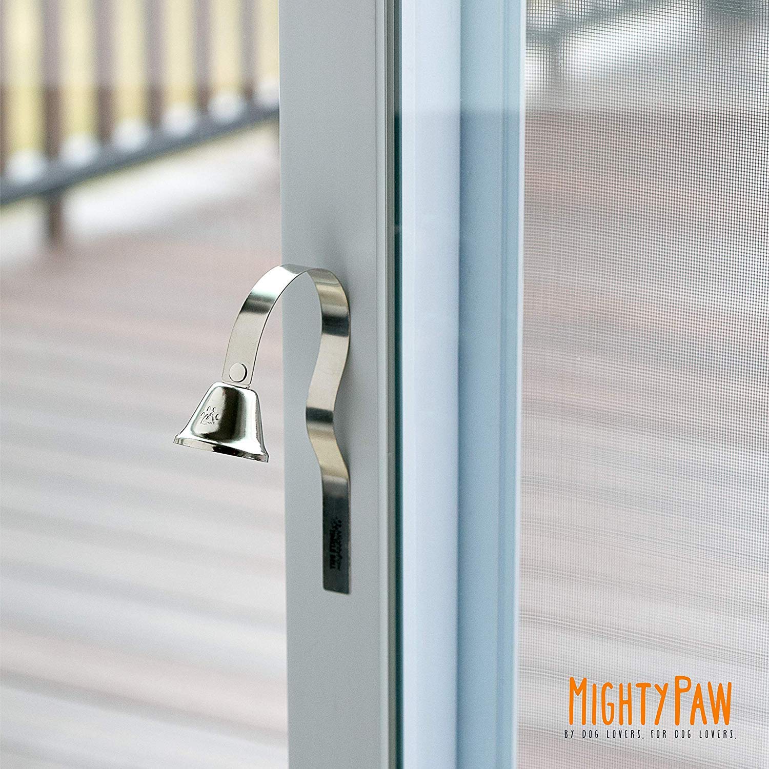Mighty Paw Metal Dog Doorbell - Durable Bell Big Dog - Optimized Sound - Includes Doggy Doorbell Training Tips - Durable Sleek Silver Bell - Puppy Supplies - Pet Potty Training