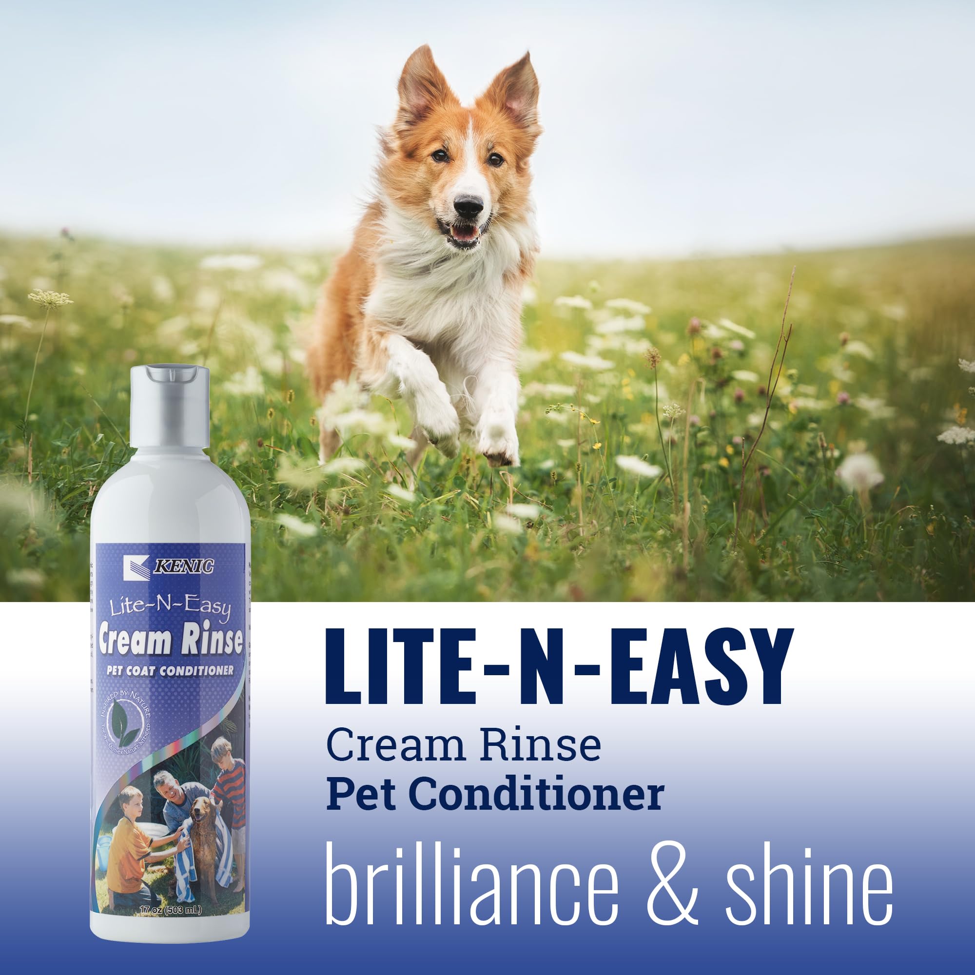 Kenic Lite-N-Easy Detangling Pet Cream Rinse - Anti-Tangle Conditioning for Dogs, Cats, Rabbits & Ferrets, Softening Shine Formu