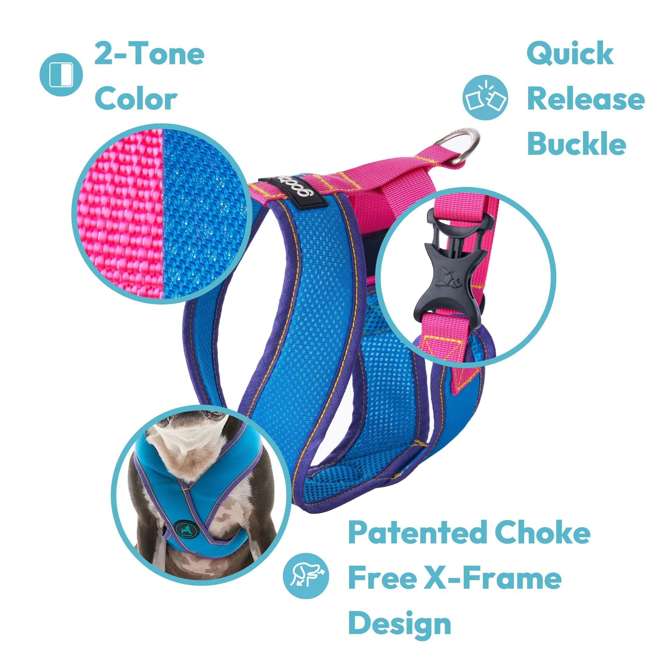 Gooby Comfort X Step In Harness V2 - X-Large, Navy(Red) - No Pull Small Dog Harness With Patented Adjusting Choke-Free X Frame -