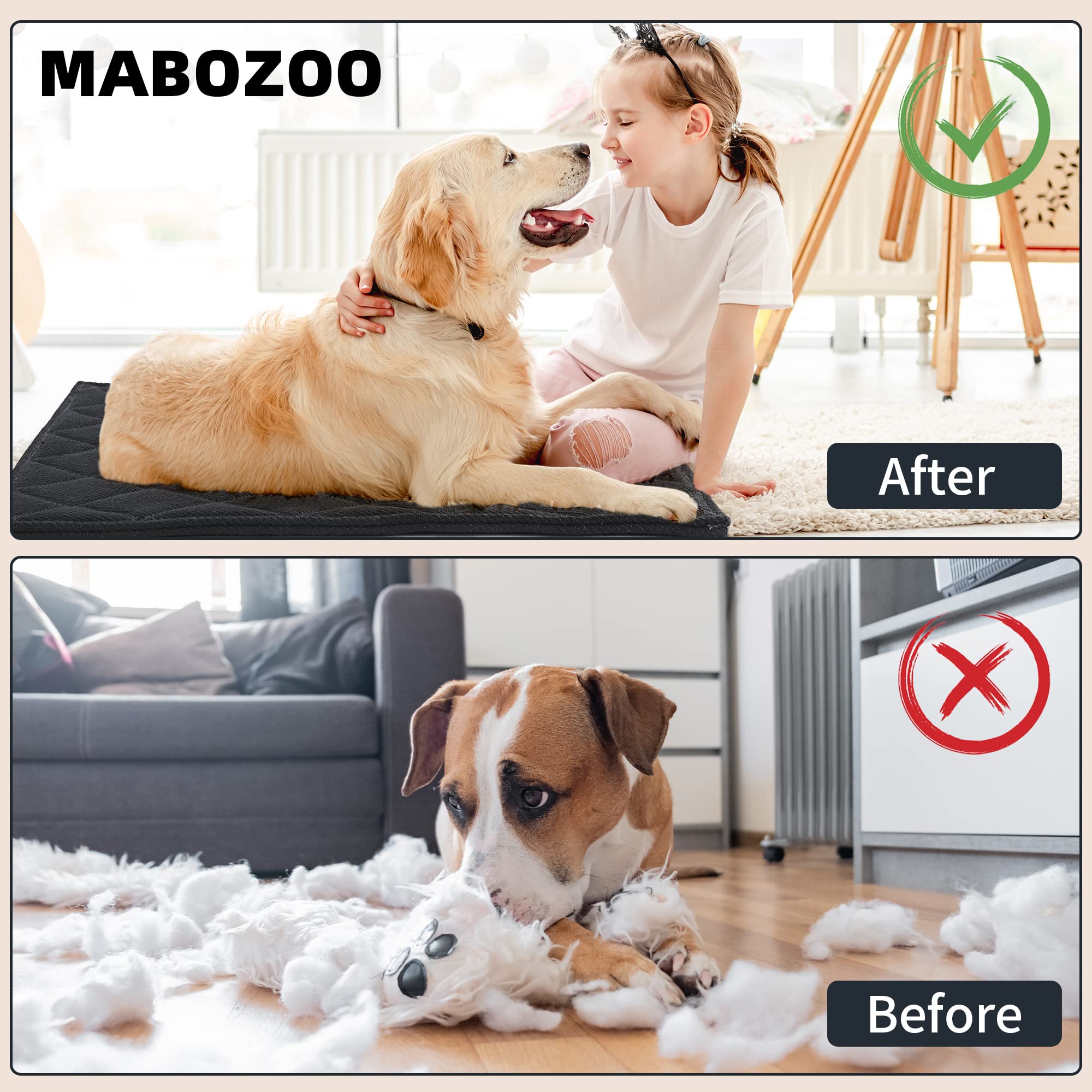 Mabozoo Indestructible Dog Bed - Chew Proof Crate Pad, Machine Washable Quilted Mat For Aggressive Chewers, Durable For Medium D