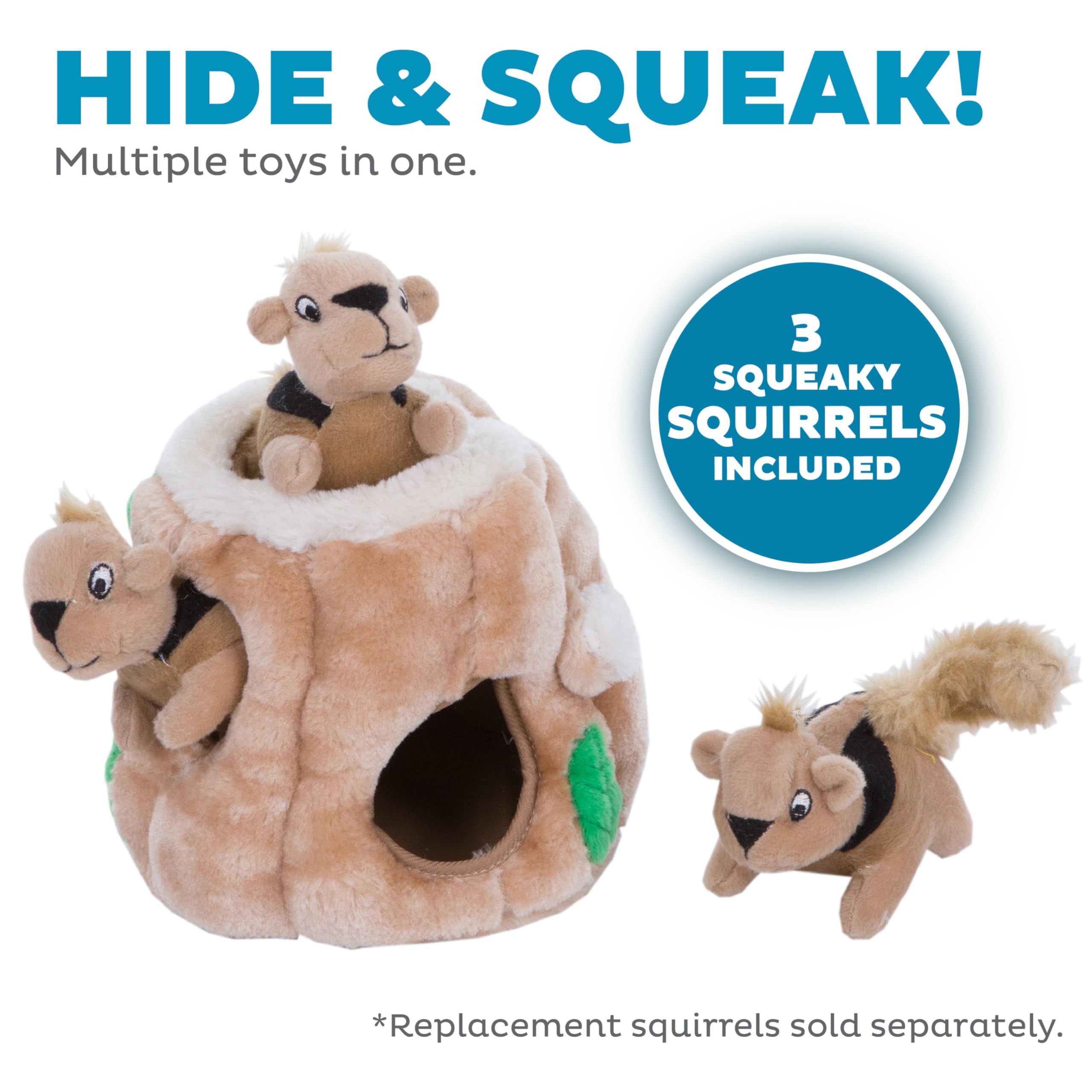 Outward Hound Hide A Squirrel Plush Dog Toy Puzzle, Small, Multi, Model 31001, Durable Polyester