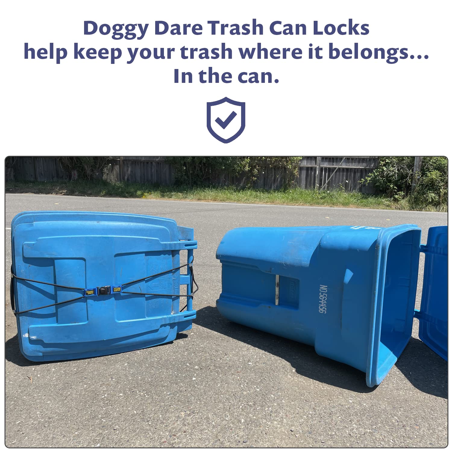 Doggy Dare Trash Can Lock - Large Bungee Cord Design for 45 Gallon Cans - Ideal for Dogs & Raccoons - Easy Install