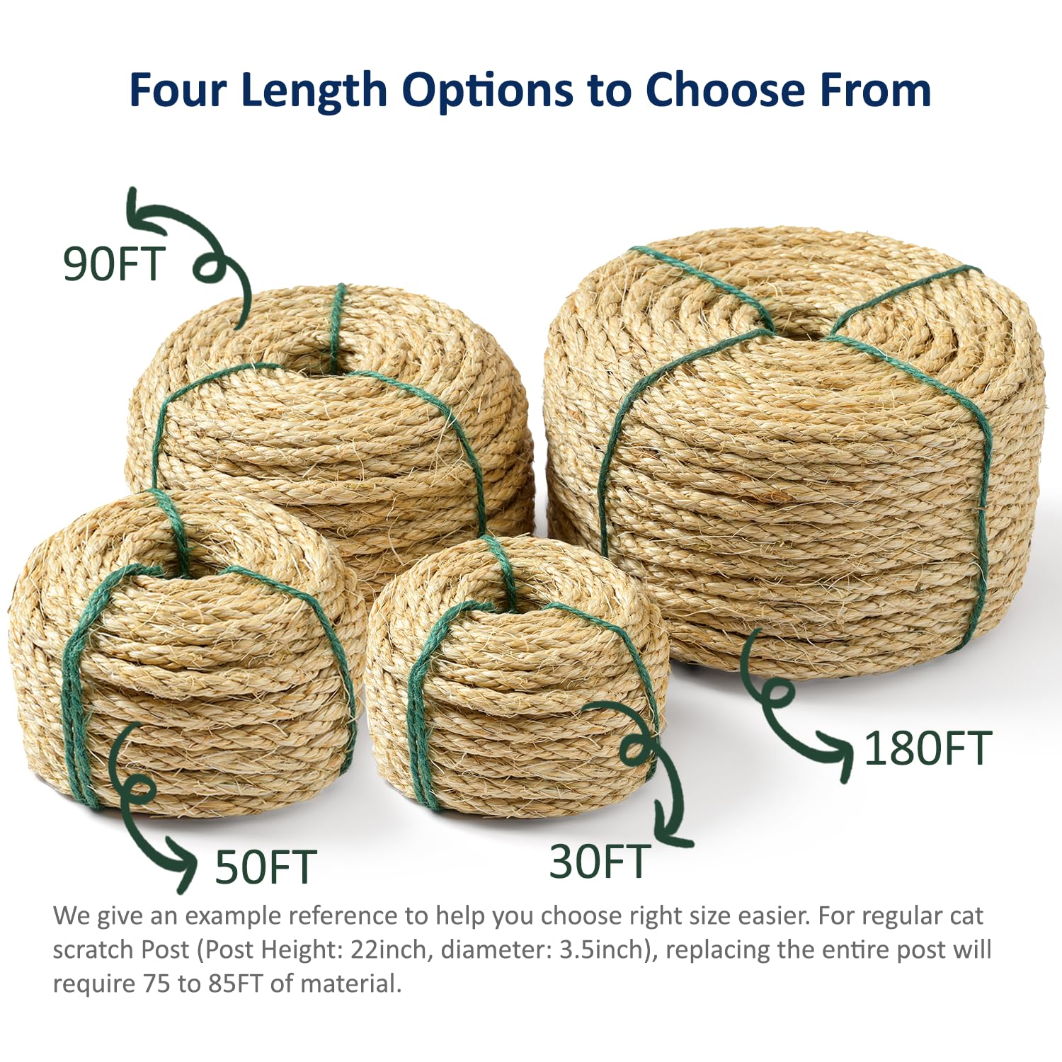 Cat Natural Sisal Rope For Scratching Post Tree Replacement, Hemp Rope For Repairing, Recovering Or Diy Scratcher, Natural Color