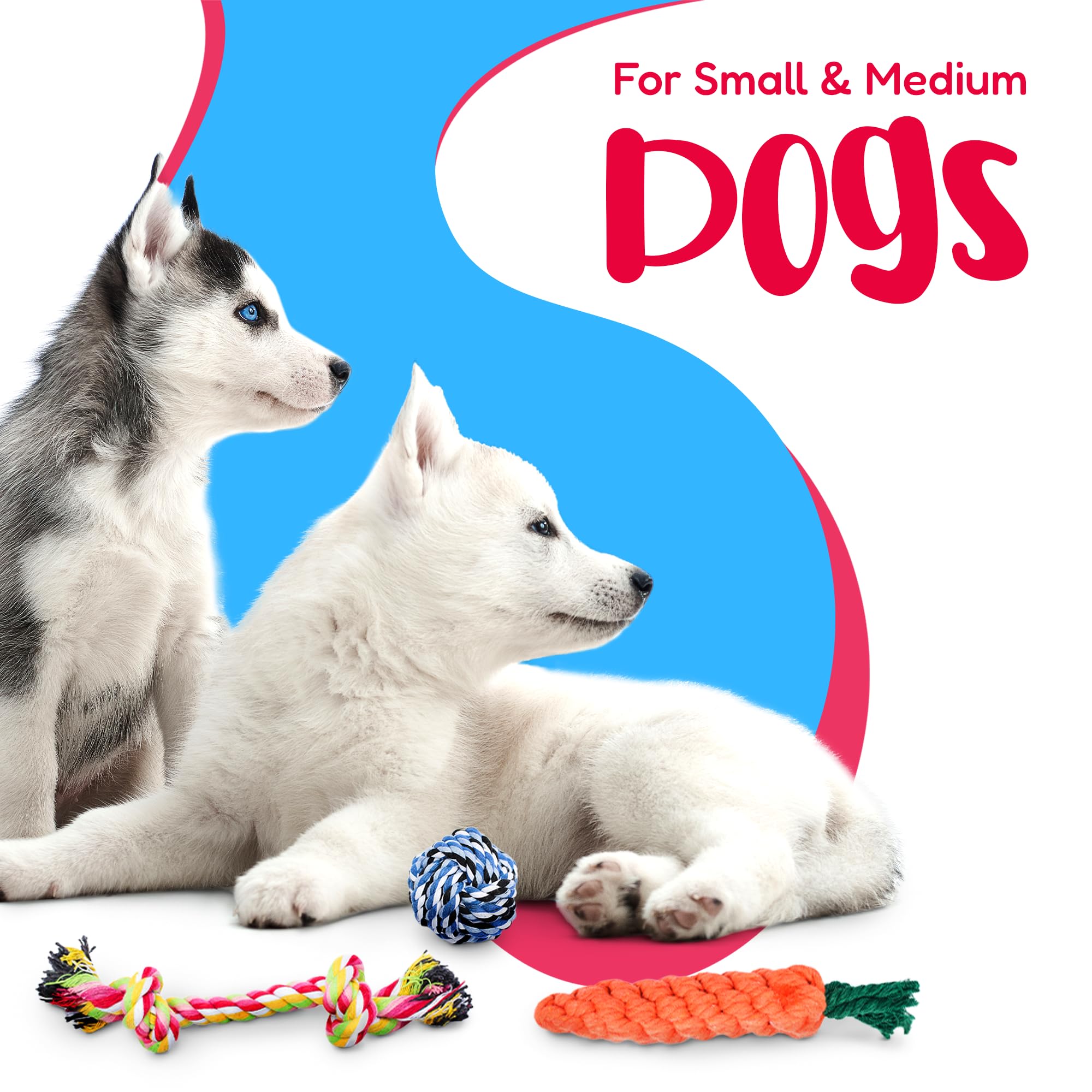 Pacific Pups Products Rope Dog Toy Bundle - 11 Pack of Multi Color Tug & Chew Toys for Medium and Small Dogs