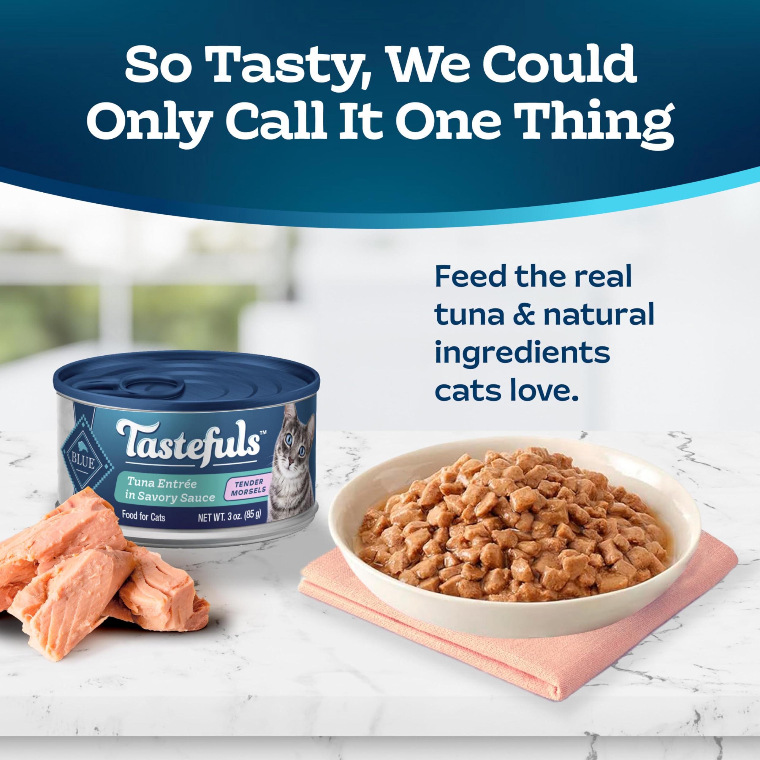 Blue Buffalo Tastefuls Wet Cat Food, Tuna, 3-oz Cans, 24 Count, Natural Ingredients
