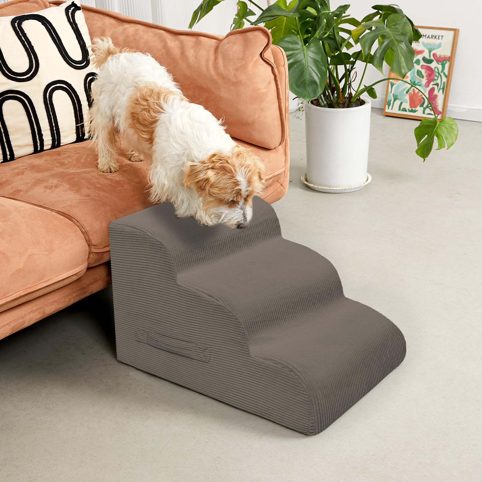 Mesa Lemon Dog Steps For Small Dogs, 4-Step Pet Ramp Stairs For High Beds And Sofa, Non-Slip Pet Stairs For Small Dogs And Cats,