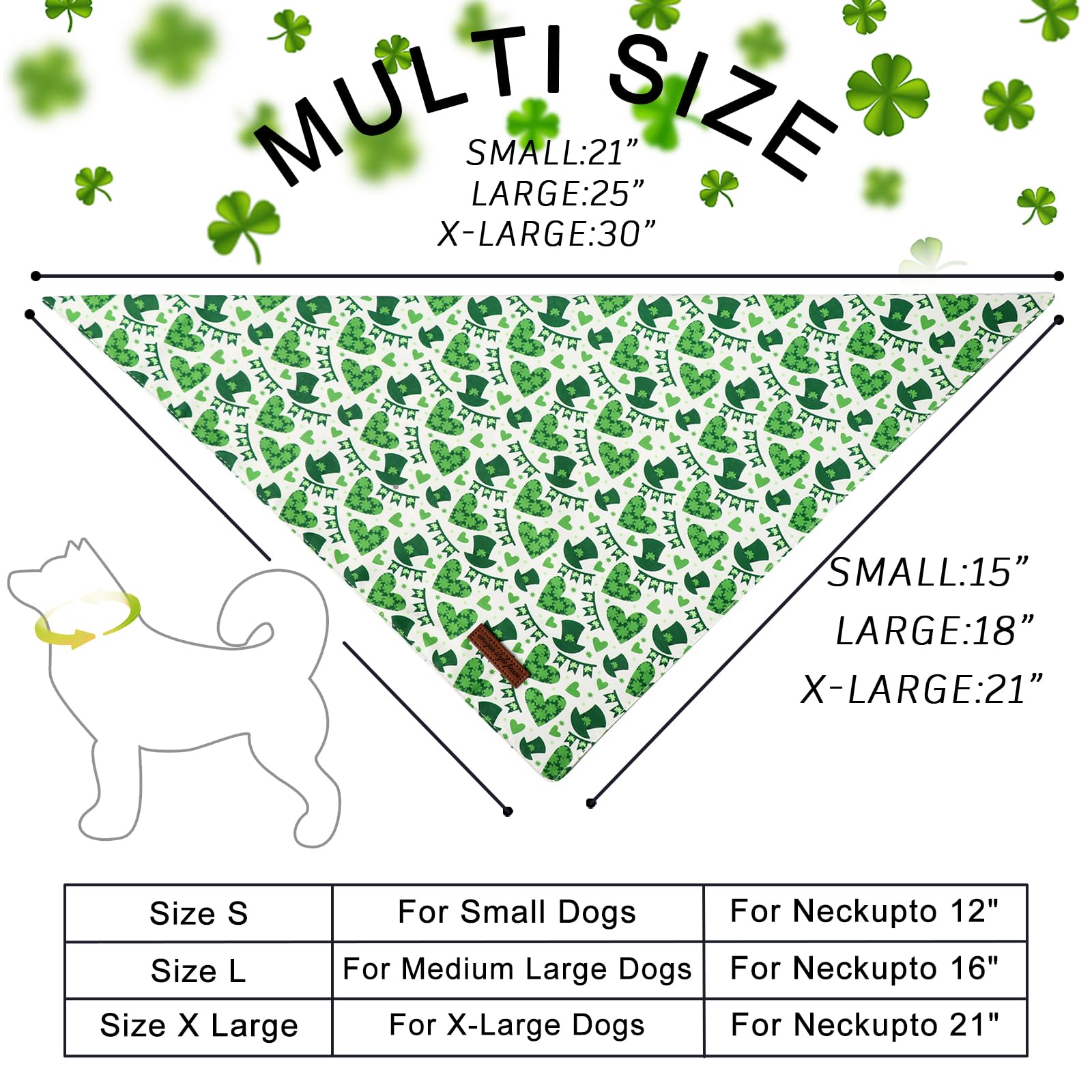 Unique Style Paws Dog St. Pat Bandanas 2Pcs Washable Cotton Triangle Green Clover Magic Hat Dog Scarfs For Small Medium Large Do