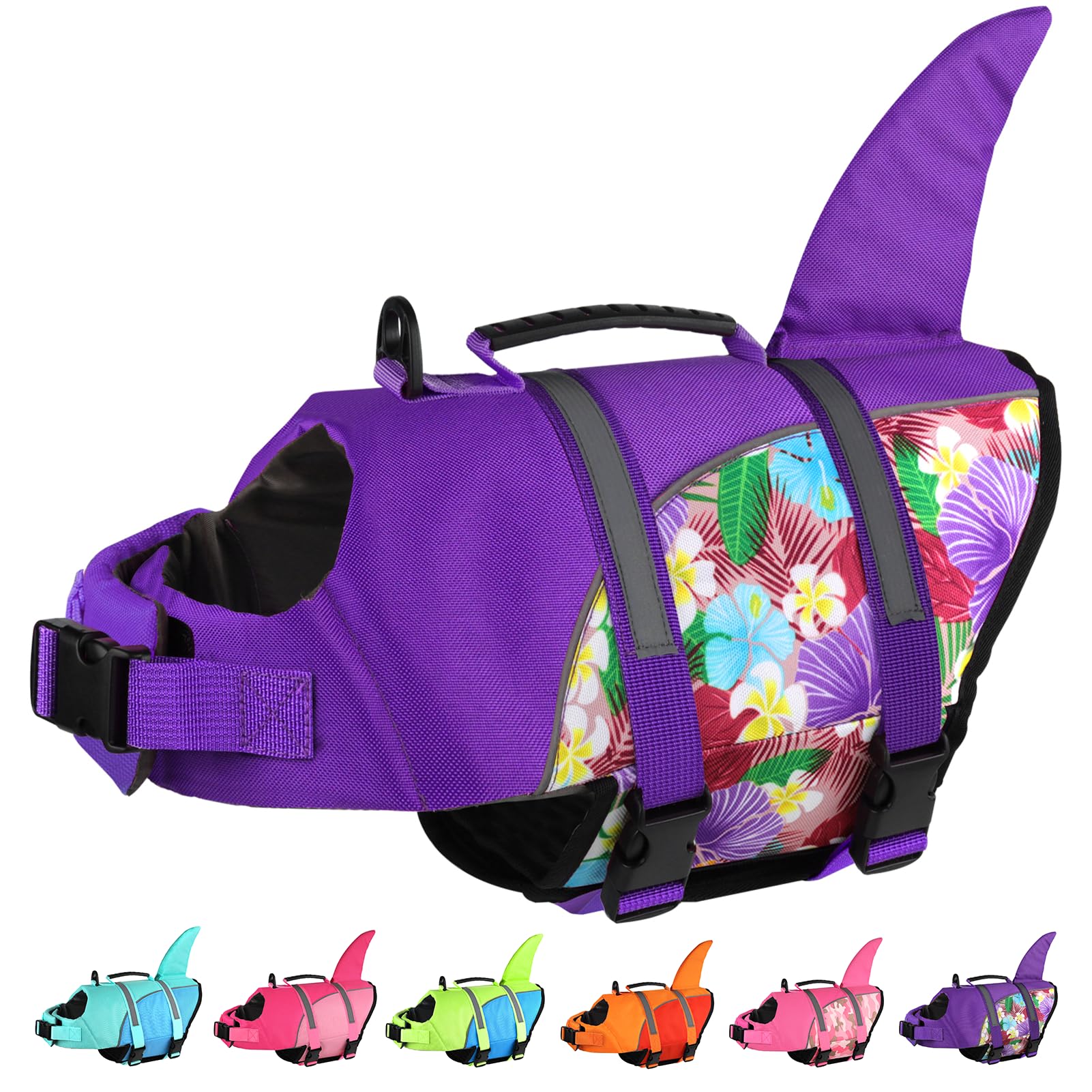 Doglay Dog Life Vest - Cute Shark Design With Superior Buoyancy And Rescue Handle, Adjustable For Boating And Swimming, Ripstop 
