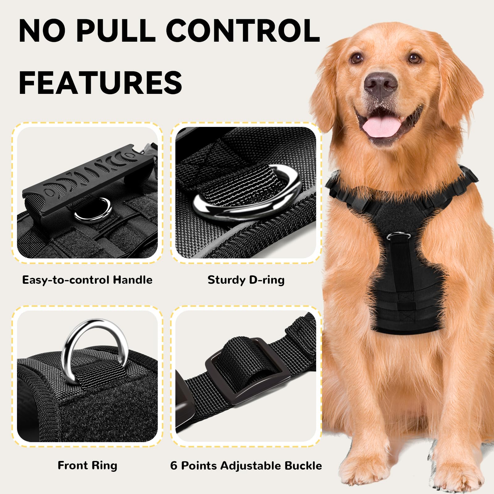 Xihan Tactical Dog Harness for Dogs,Tactical Vest and Leash Set,Patches,Adjustable and Reflective Military Pet Harness for Train