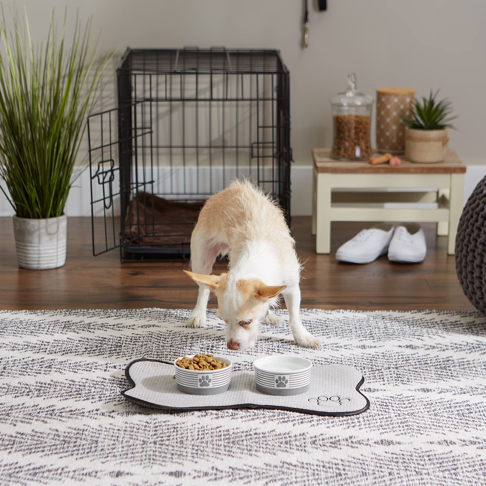 Bone Dry Paw & Patch Ceramic Pet Collection, Small Set, 4.25x2, Gray, 2 Piece