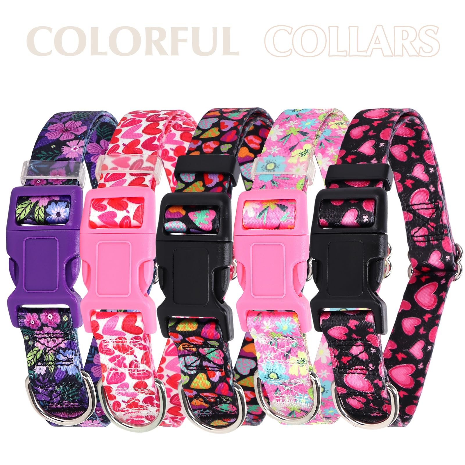 Puppy Collar, Cute Girl Purple Dog Collar With Boho Flowers Patterns, Adjustable Comfy Soft Durable Pet Cat Collar For Xs Small