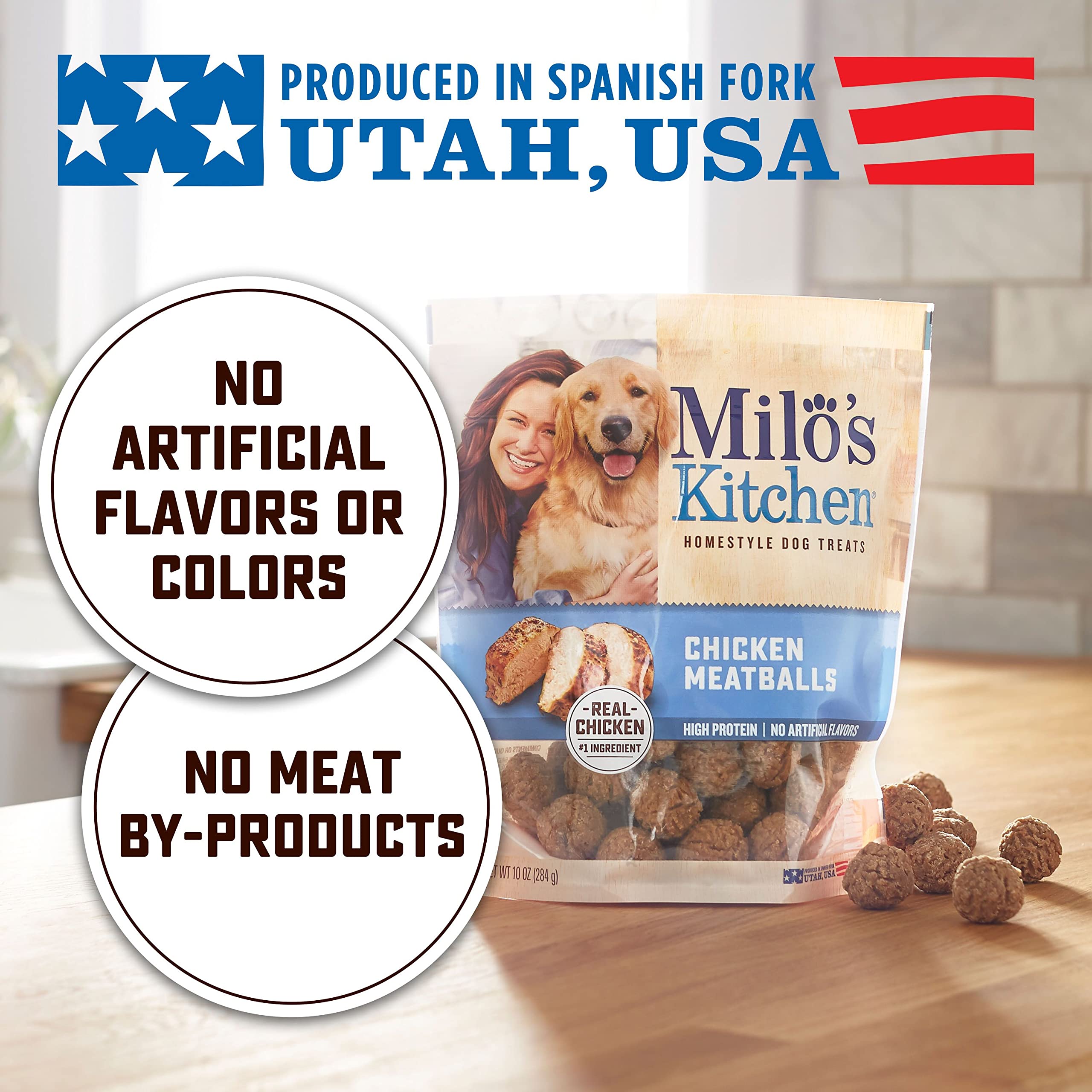 Milos Kitchen Homestyle Dog Treats, Chicken Meatballs, 18 Ounce, High Protein, No Artifical Flavors