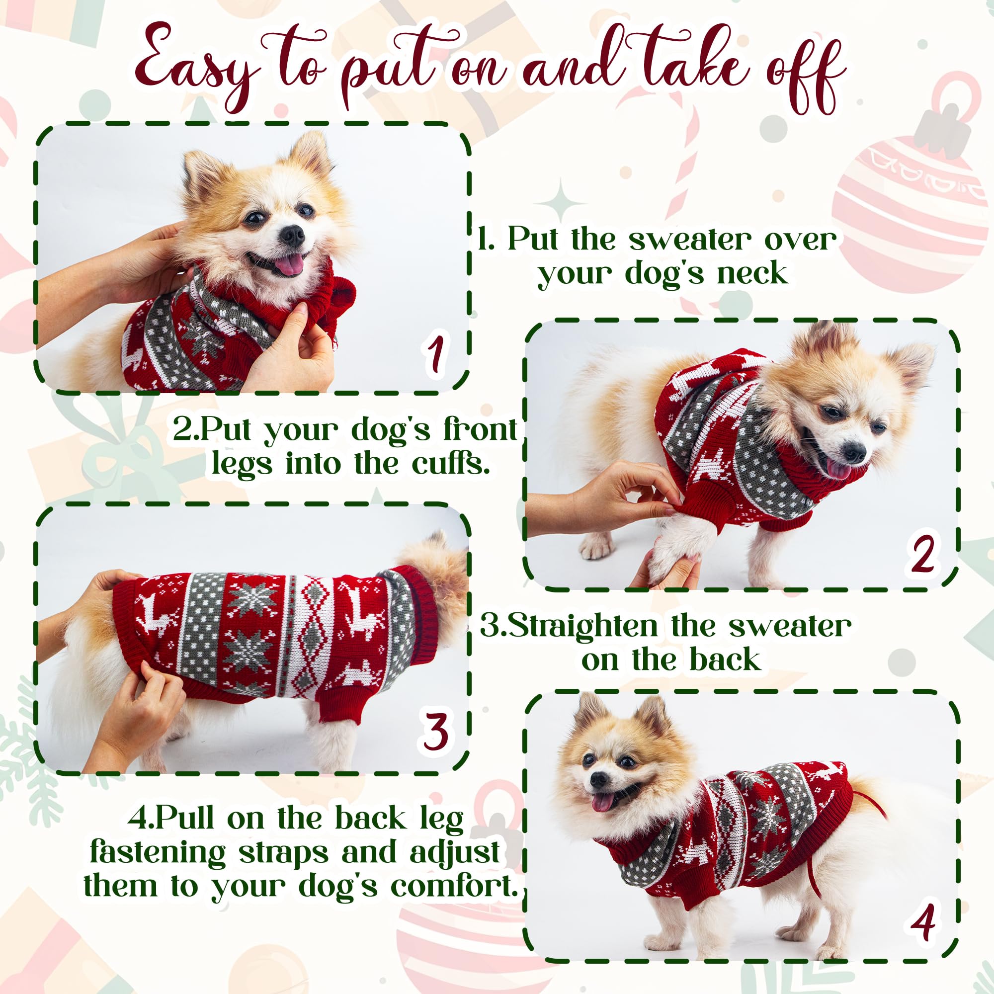 Christmas Dog Sweater Puppy Sweater For Holiday Christmas Sweater With Moose Pattern For Dogs And Cats M