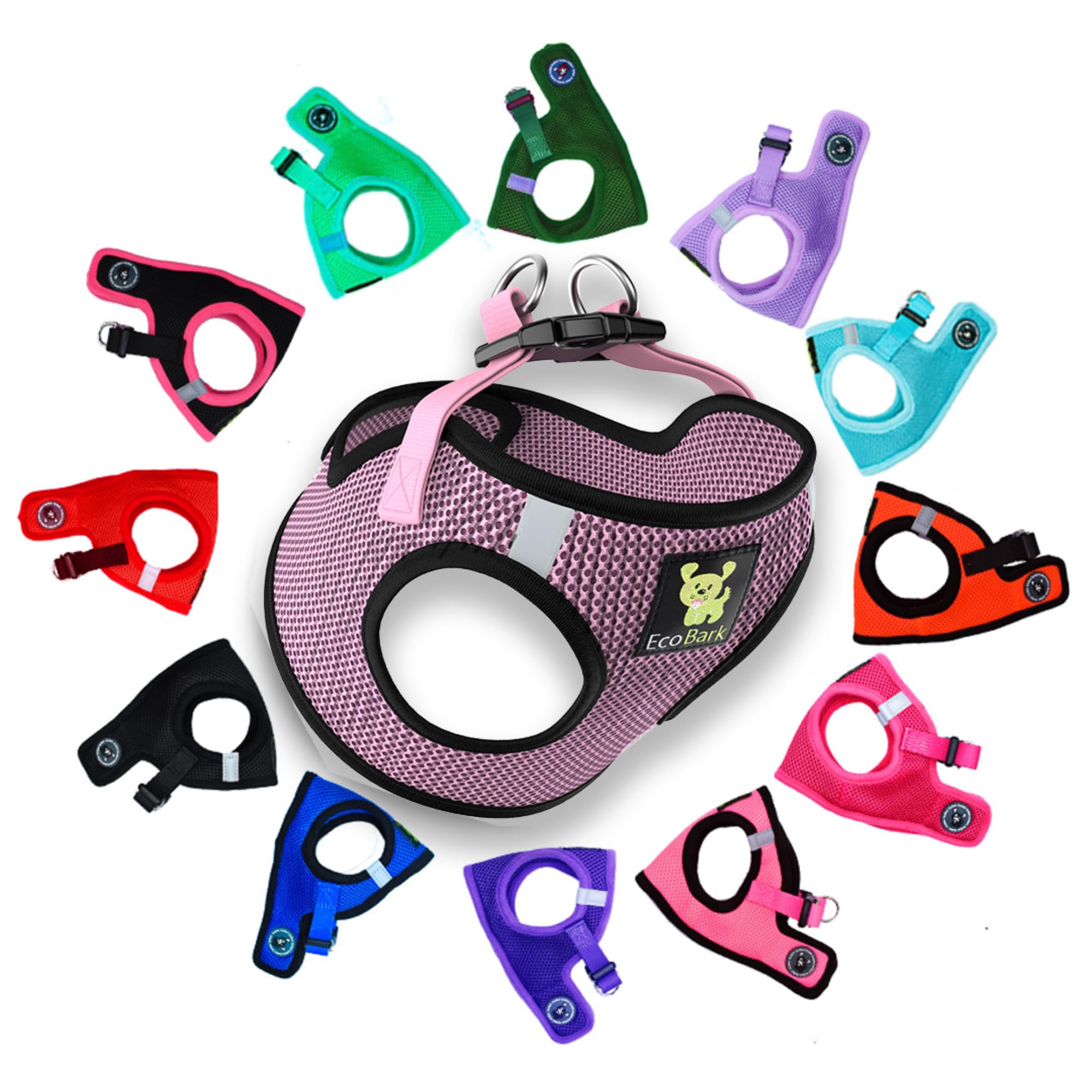 Ecobark Step In Dog Harness - Teacup Dog Harness For Xxxs, Xxs, Xs, And Small Dogs - Soft Mesh Mini Body Halter For Toy Breeds And Puppies - Dog Harness Vest Under 5 Pounds Lbs (Xxxs, Lilac Pink)