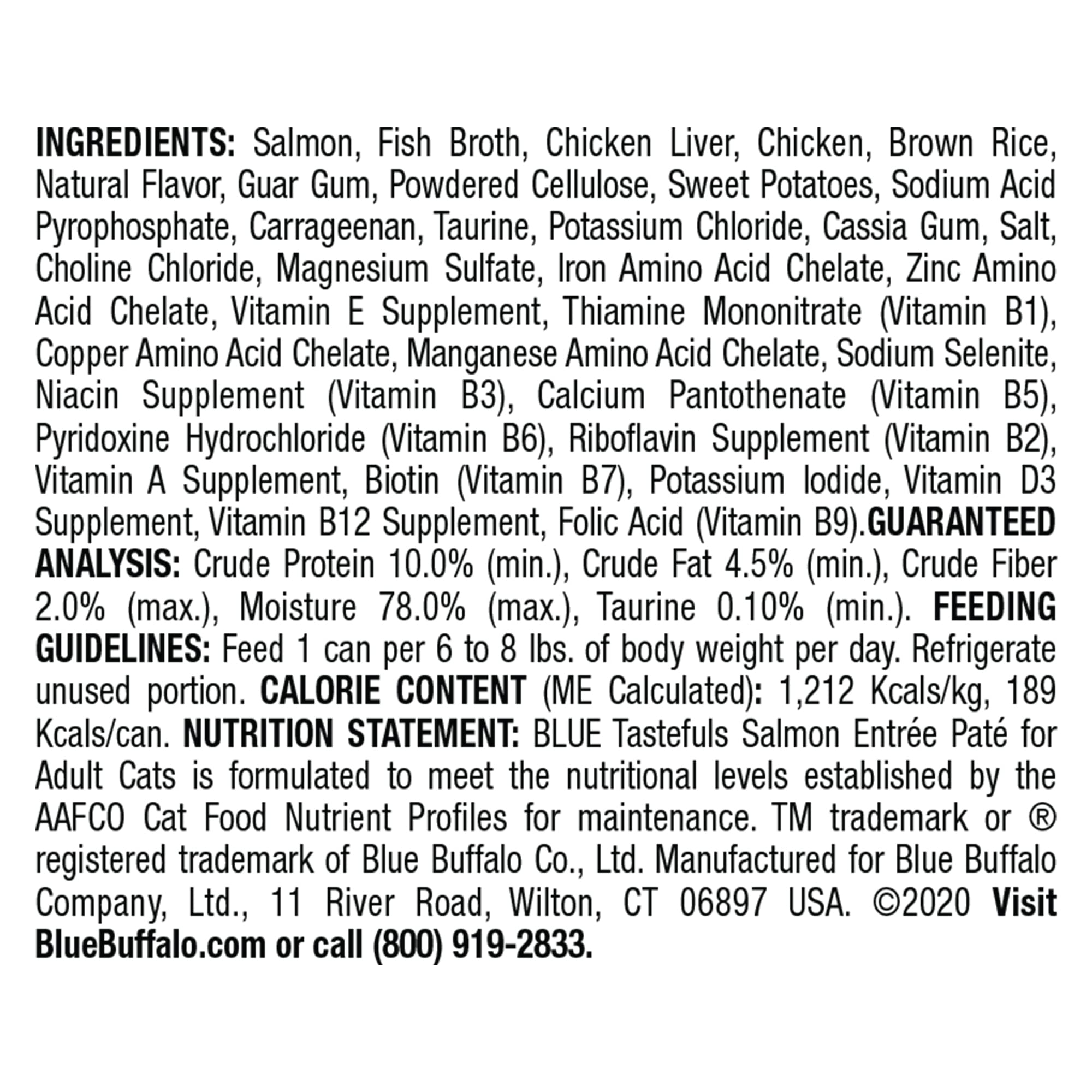 Blue Buffalo Tastefuls Wet Cat Food Pat  , Made with Natural Ingredients, Salmon Entr  e, 5.5-oz Cans (24 Count)