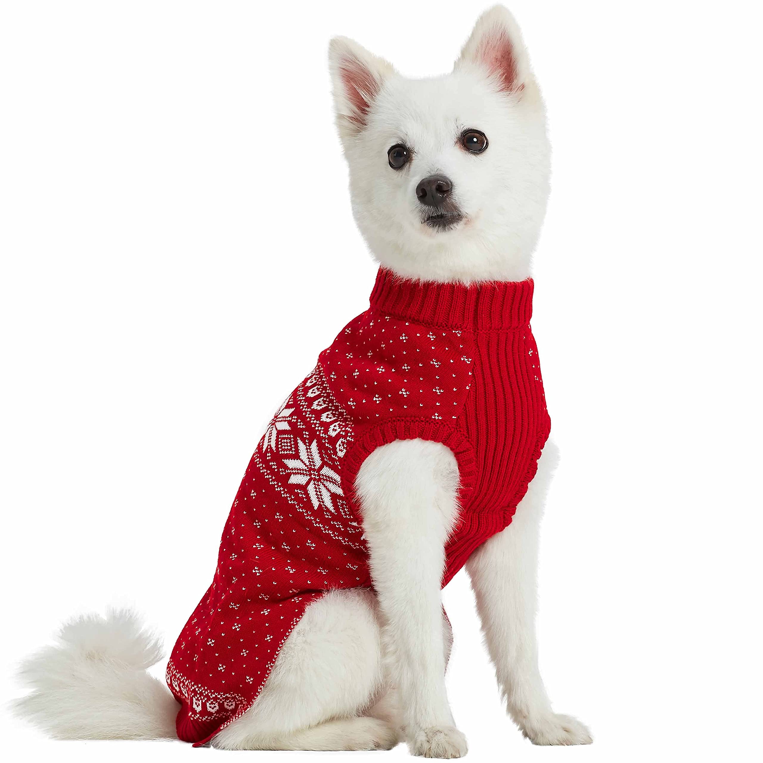 Blueberry Pet Christmas Snowflakes Holiday Festive Pullover Dog Sweater, Back Length 22', Pack Of 1 Clothes For Dogs