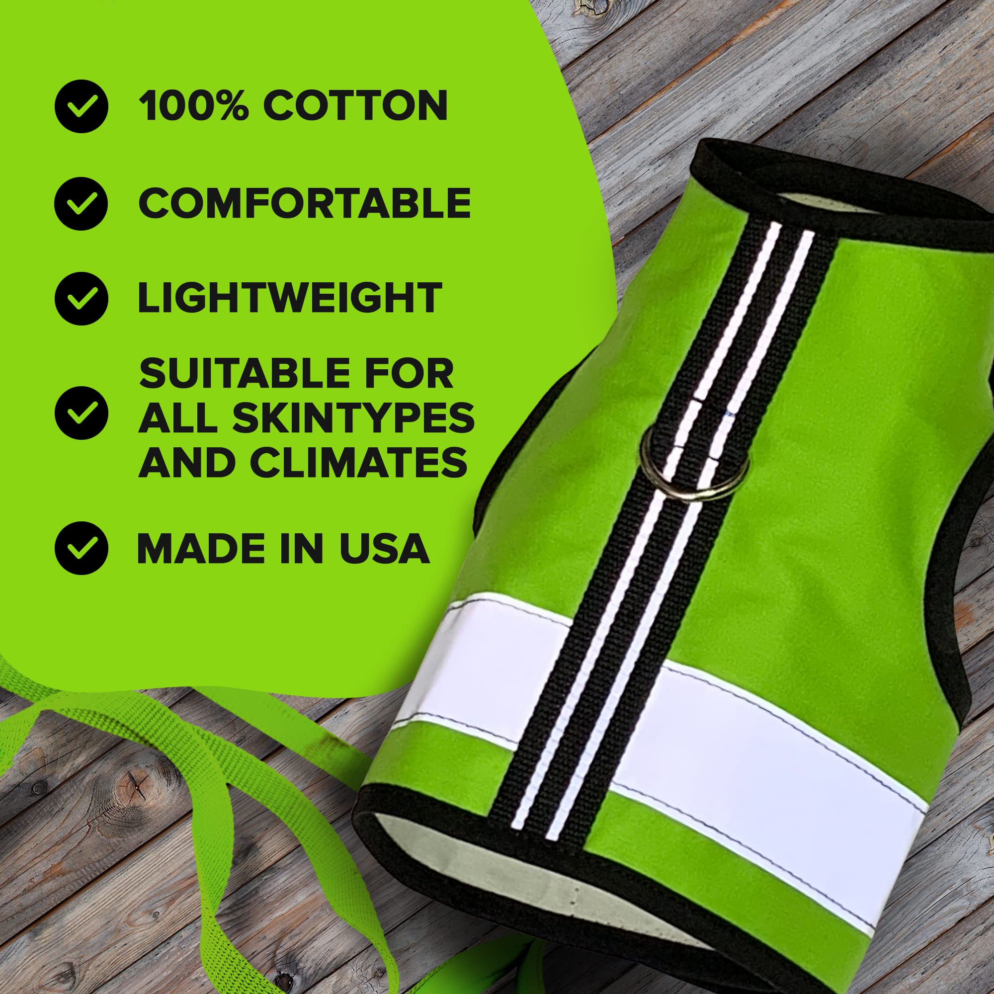 Kitty Holster Reflective Cat Harness - High-Visibility Cat Vest For Day & Night | Secure, Breathable And Washable Cotton | Ideal For Walking & Traveling - Loud Lime, Xs