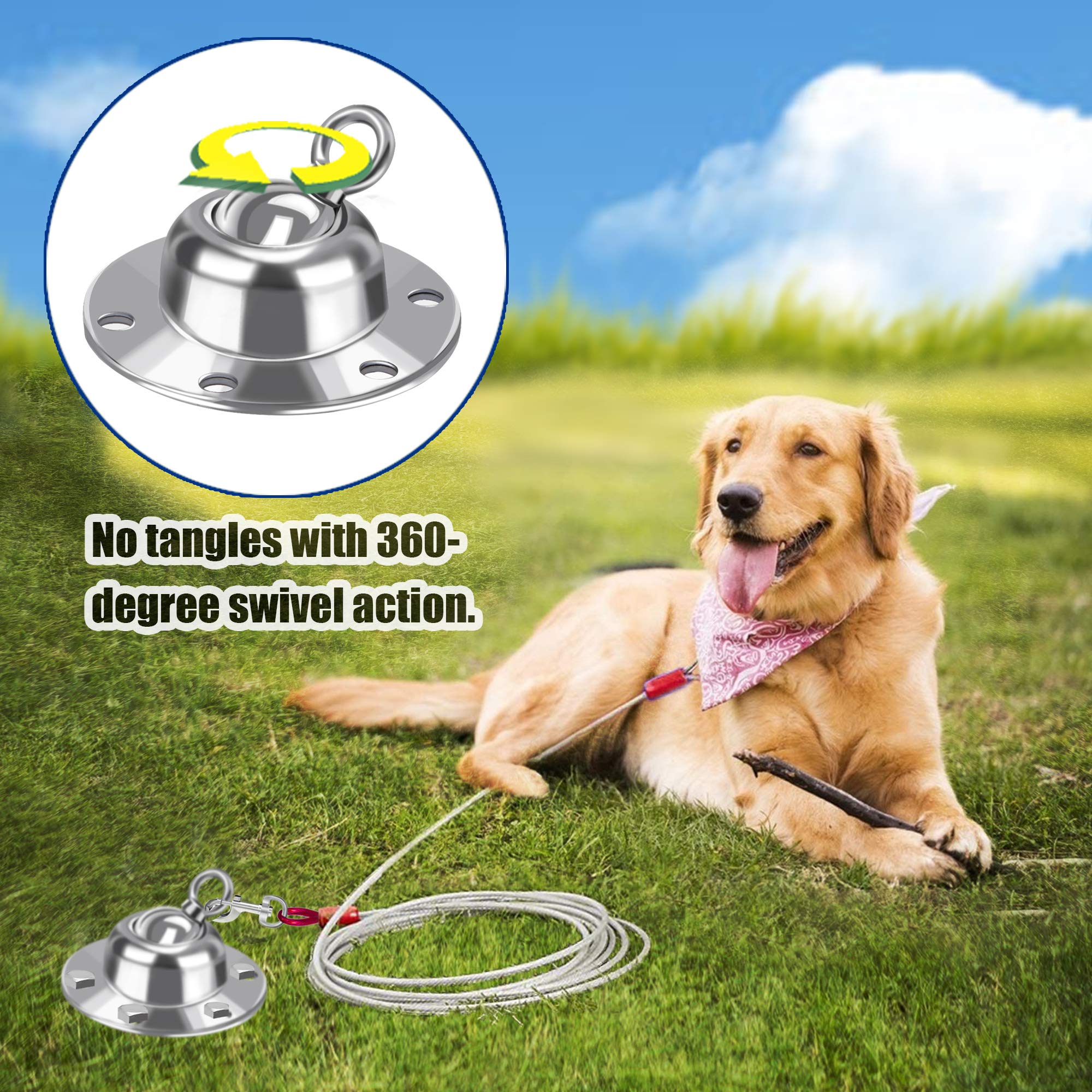 Highland Farms Select Heavy Duty 360° Swivel Dog Tie Out Stake - Rust Proof Anchor Holds 1000Lbs for Yard & Outdoor Use