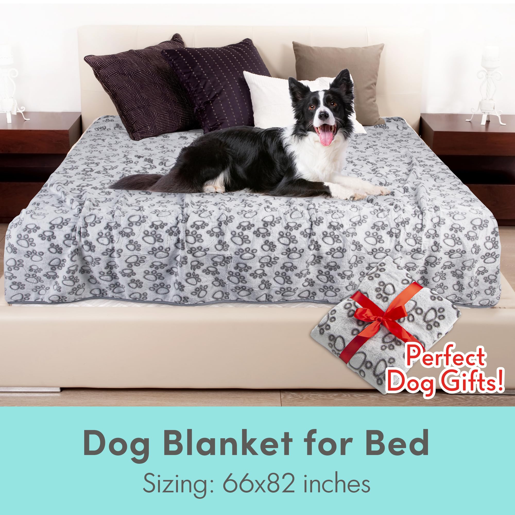 Stuffed Premium Soft Dog Blankets For Large Dogs, Large Cat Blanket Calming Washable For Bed Couch Protection Cover, Dog Essentials For Large Dog, 66 * 82 Inches, Grey