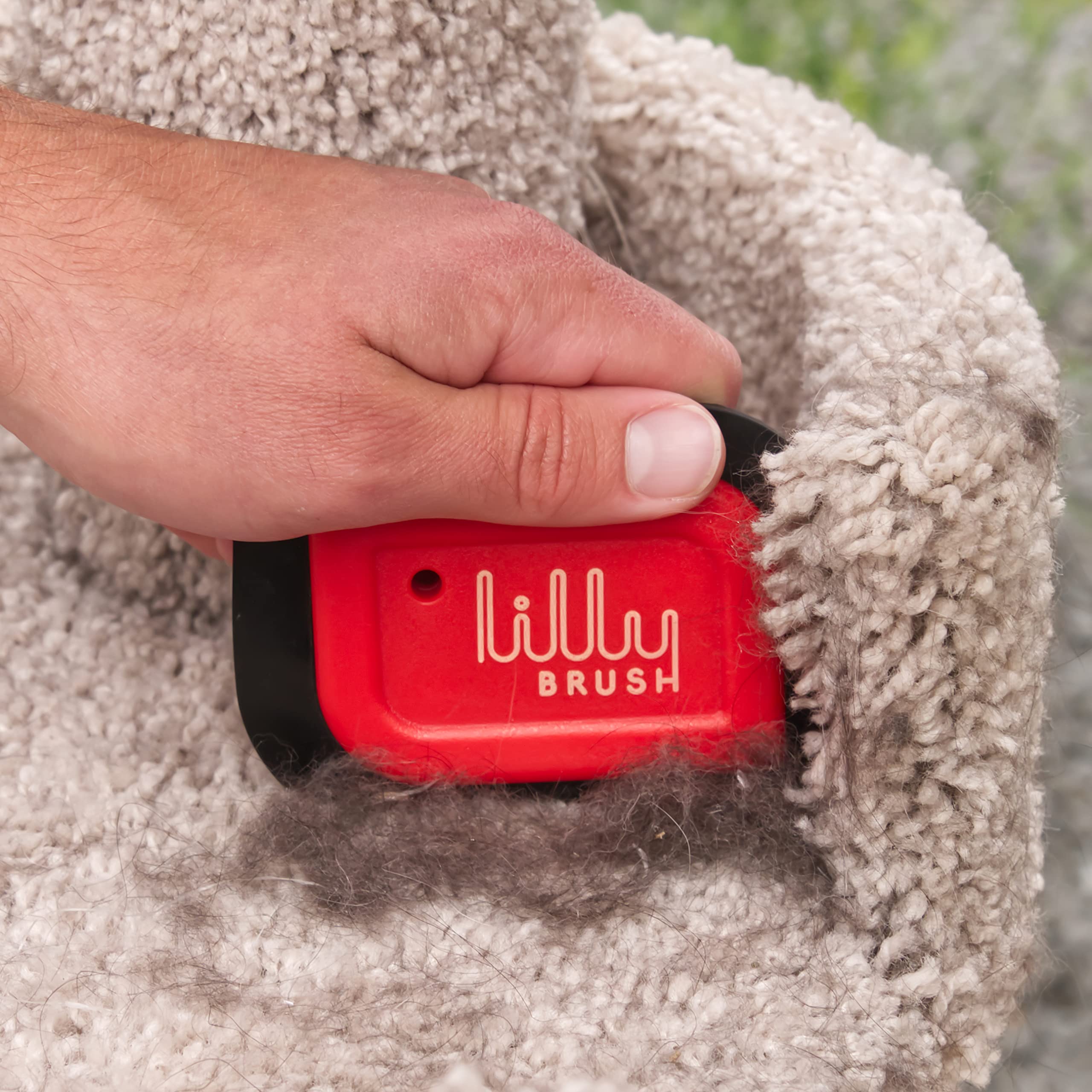 Lilly Brush Mini Pet Hair Detailer - Classic Red Reusable Fur Remover for Car Interior, Carpet, Couch & Furniture