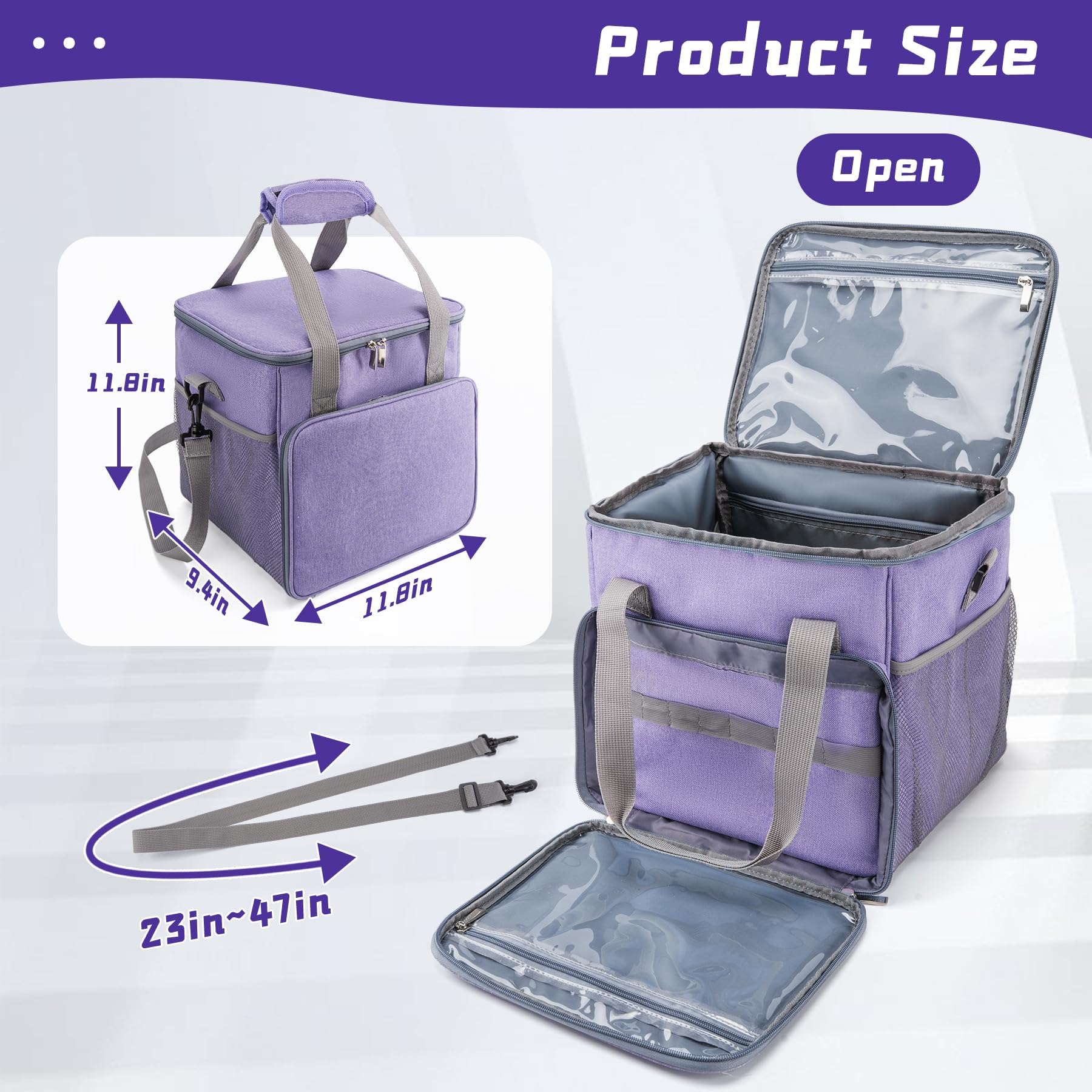 SMYV Pet Grooming Bag for Dog Grooming Supplies, Dog Tote Travel Bag for Pets Grooming Tools Kit Accessories - Purple