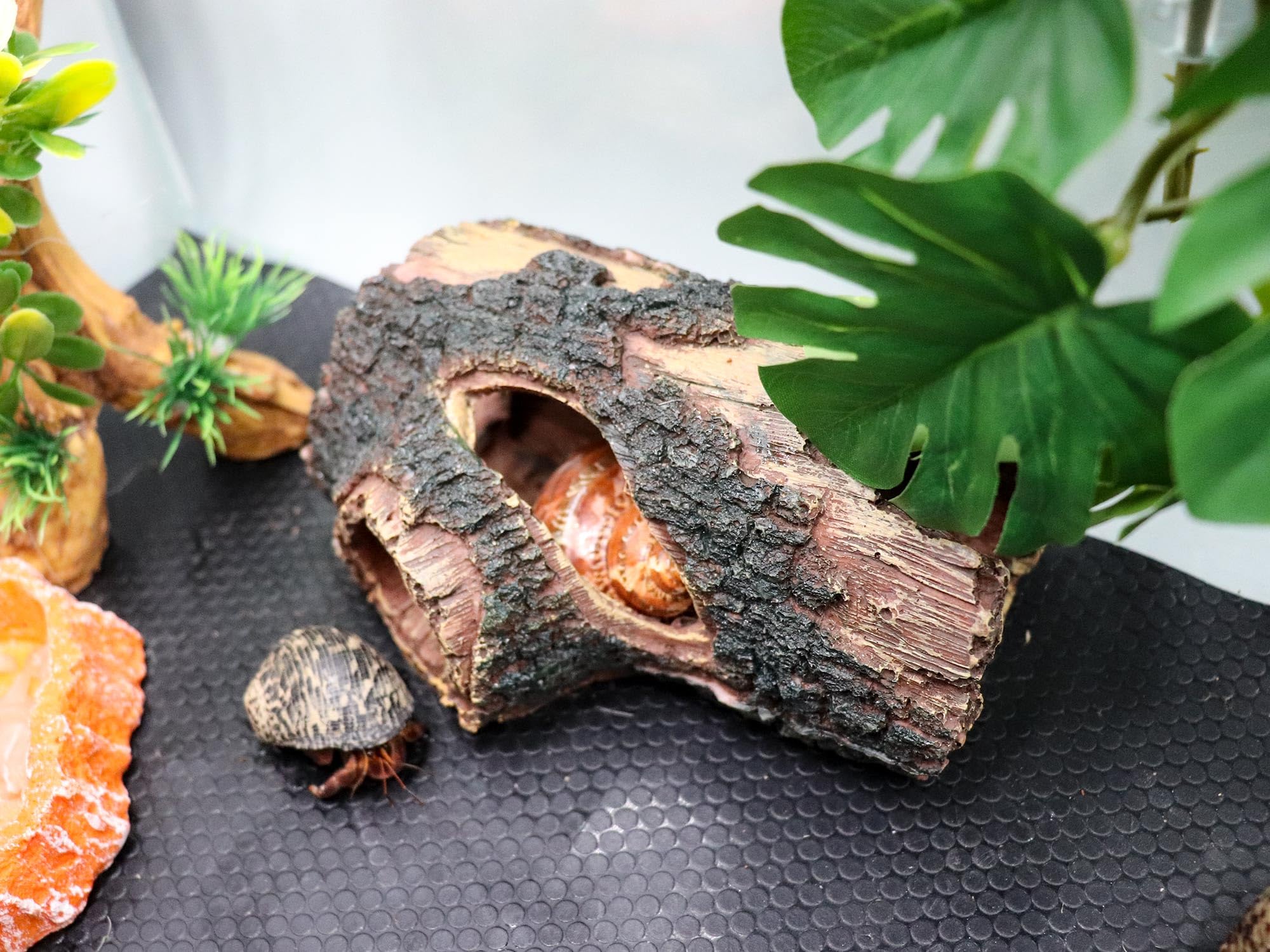 Resin Simulation Tree Hideout, Reptile Tank Accessories, Hermit Crab Climbing Toy, Terrarium Habitat Decor for Hermit Crab, Spid