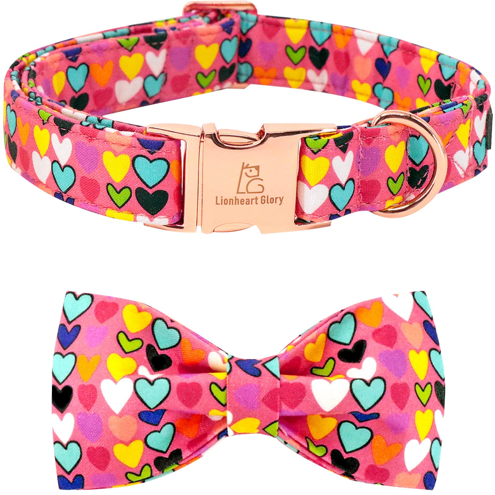 Lionheart Glory Valentine'S Adjustable Dog Collar With Bow For Small Dogs