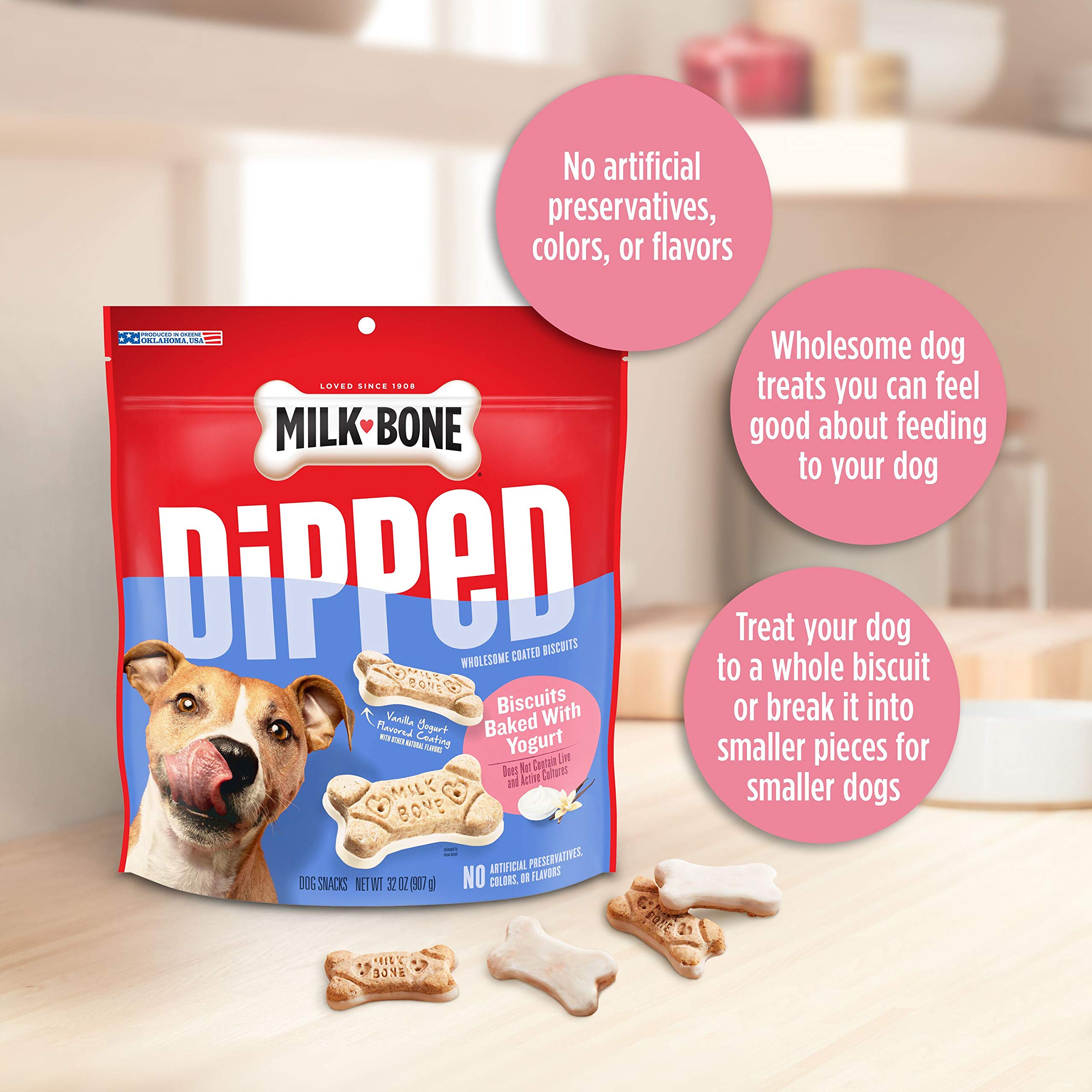 Milk-Bone Dipped Dog Biscuits Baked with Vanilla Yogurt, 12 oz., 4 Count