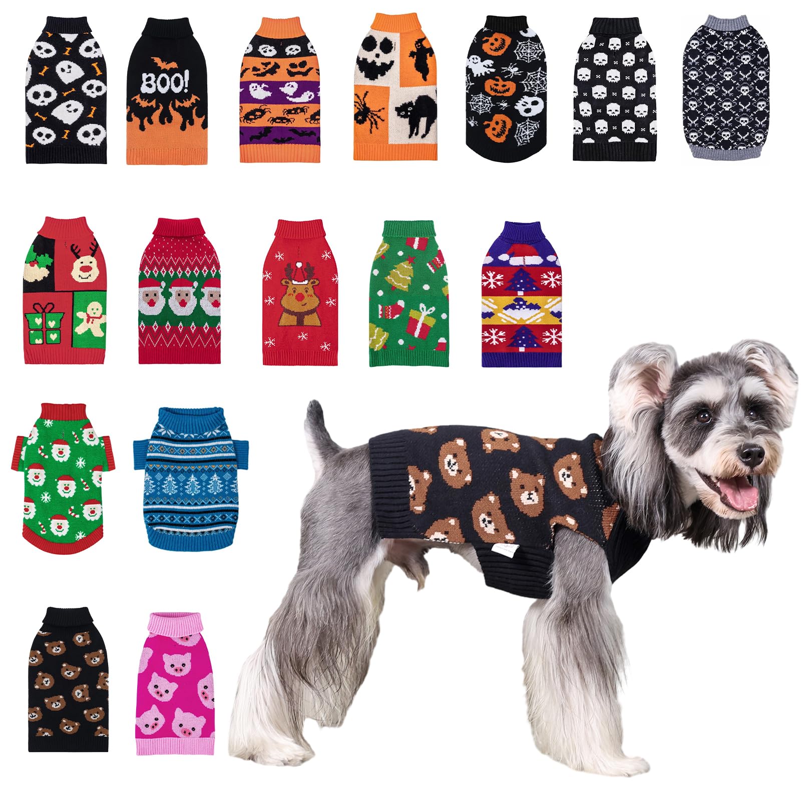 Cutebone Cute Dog Sweater For Small & Medium Dogs, Bear Pattern Winter Pullover Dog Coat For Chihuahua Yorkie Ds97S
