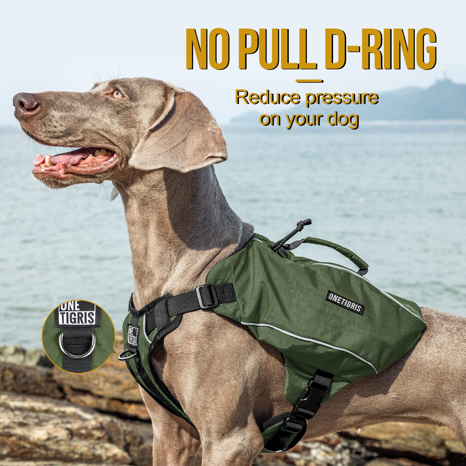 Onetigris Y-Shaped Dog Backpack With Handle, Pockets & No Pull D-Rings, Lightweight Hiking Gear For Dogs Hunting Camping Travel