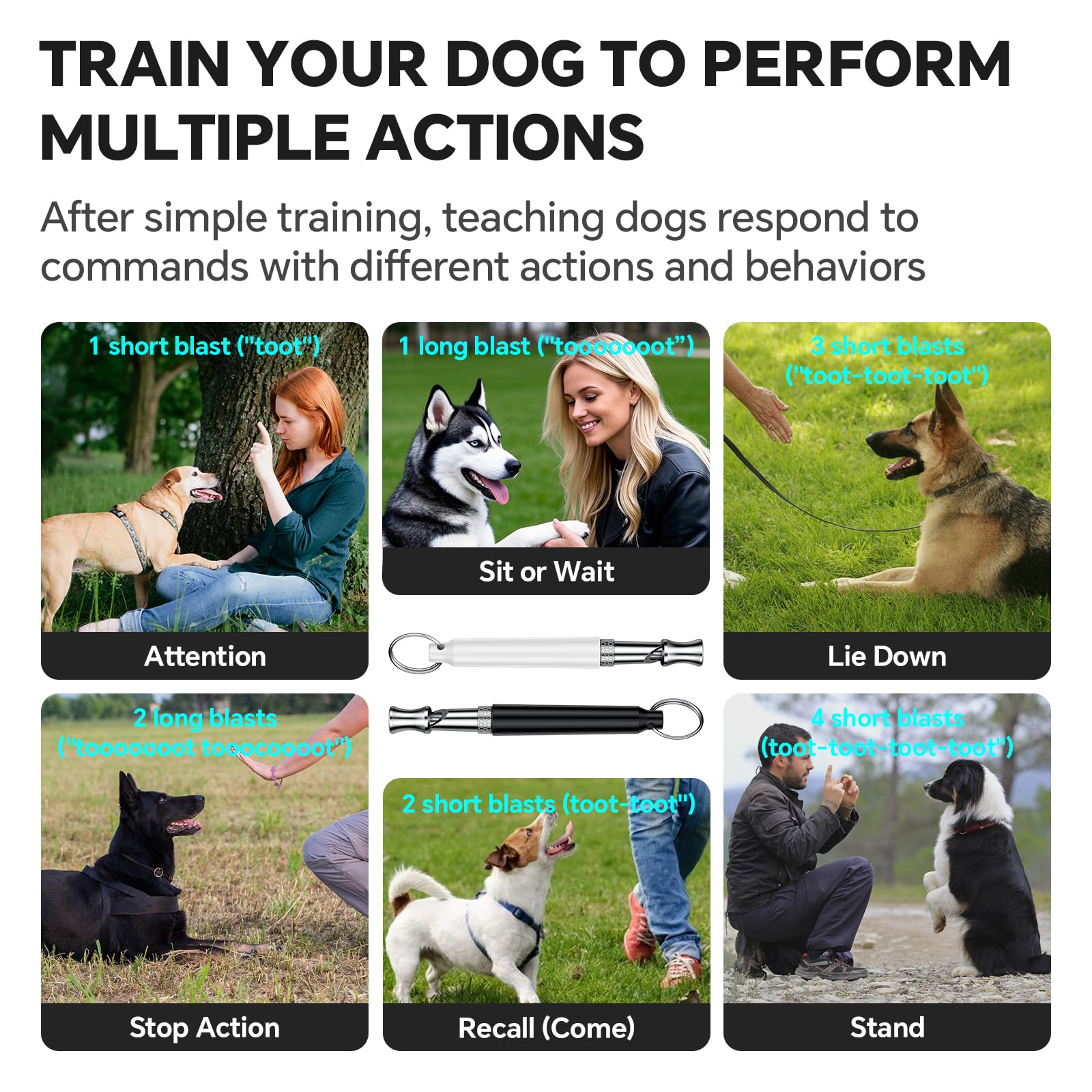 Dizu Dog Whistle, Dog Training Whistle With Lanyard, 2 Pcs Adjustable Ultrasonic Silent Dog Recall Whistles, Professional Dog Wh