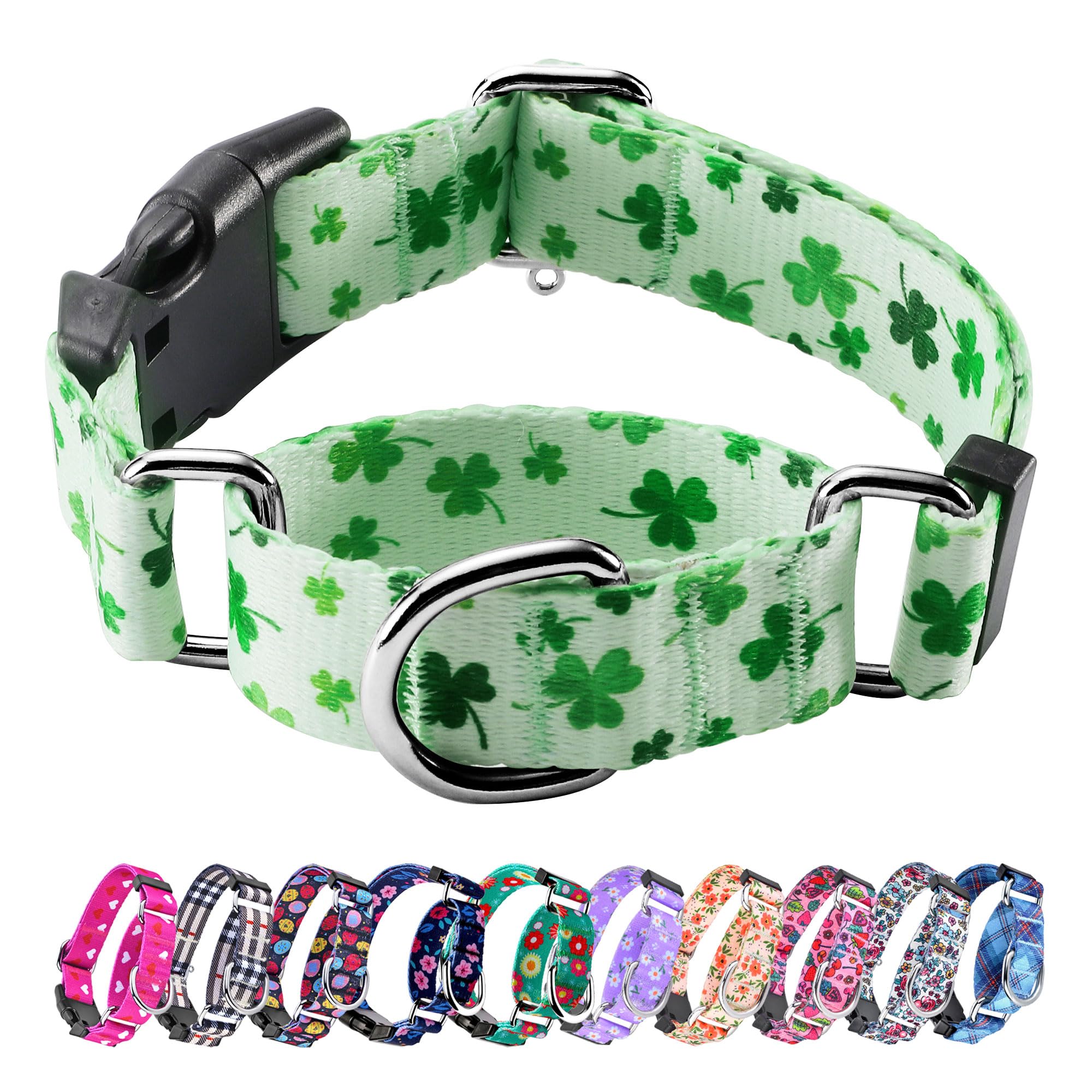 Hikiko St Patrick'S Day Martingale Collar For Dogs With Quick Release Buckle Nylon Adjustable Dog Collars Pet Gift Walking Train