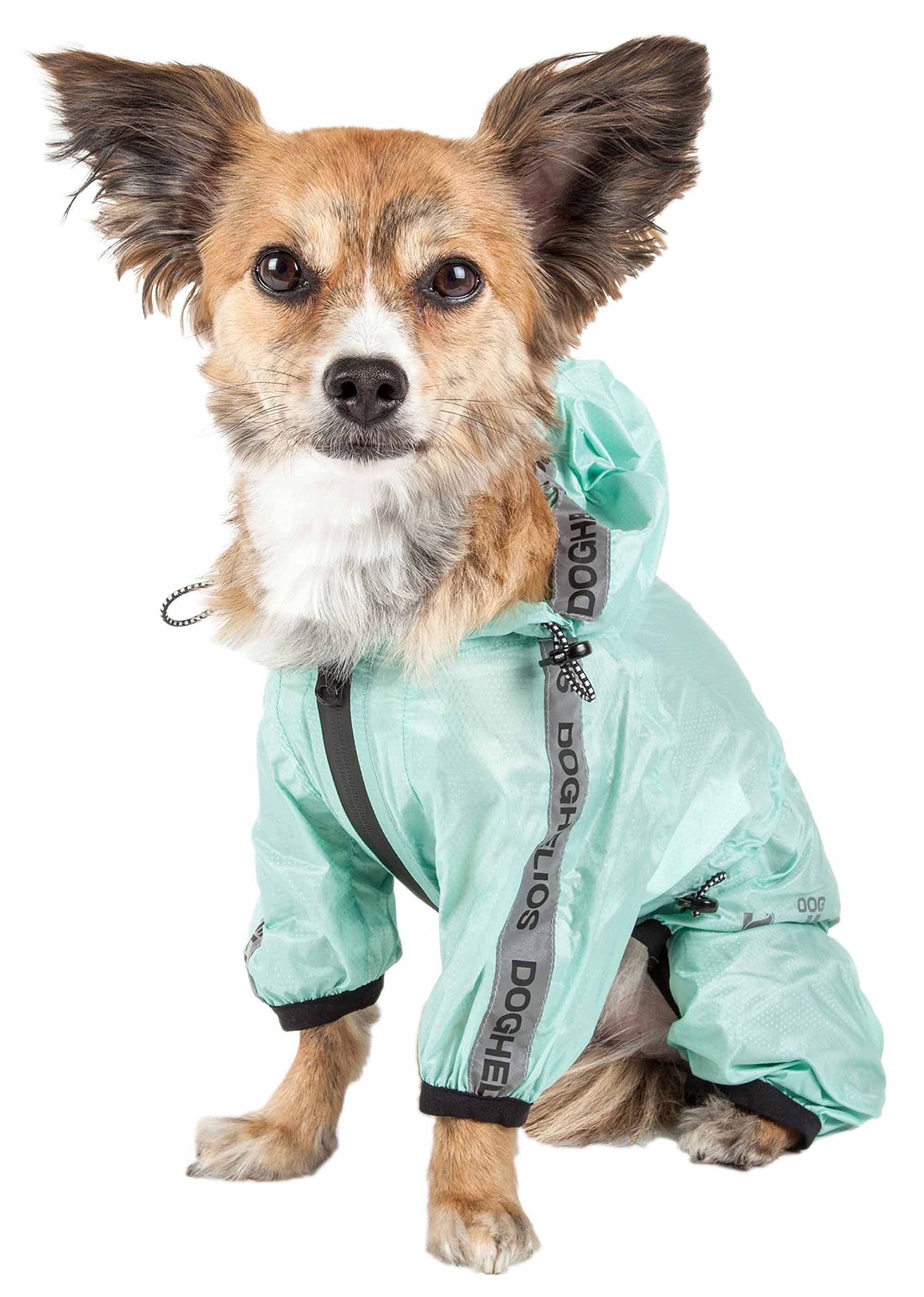 Dog Helios Torrential Shield Waterproof And Adjustable Full Body Dog Raincoat, Lg, Green