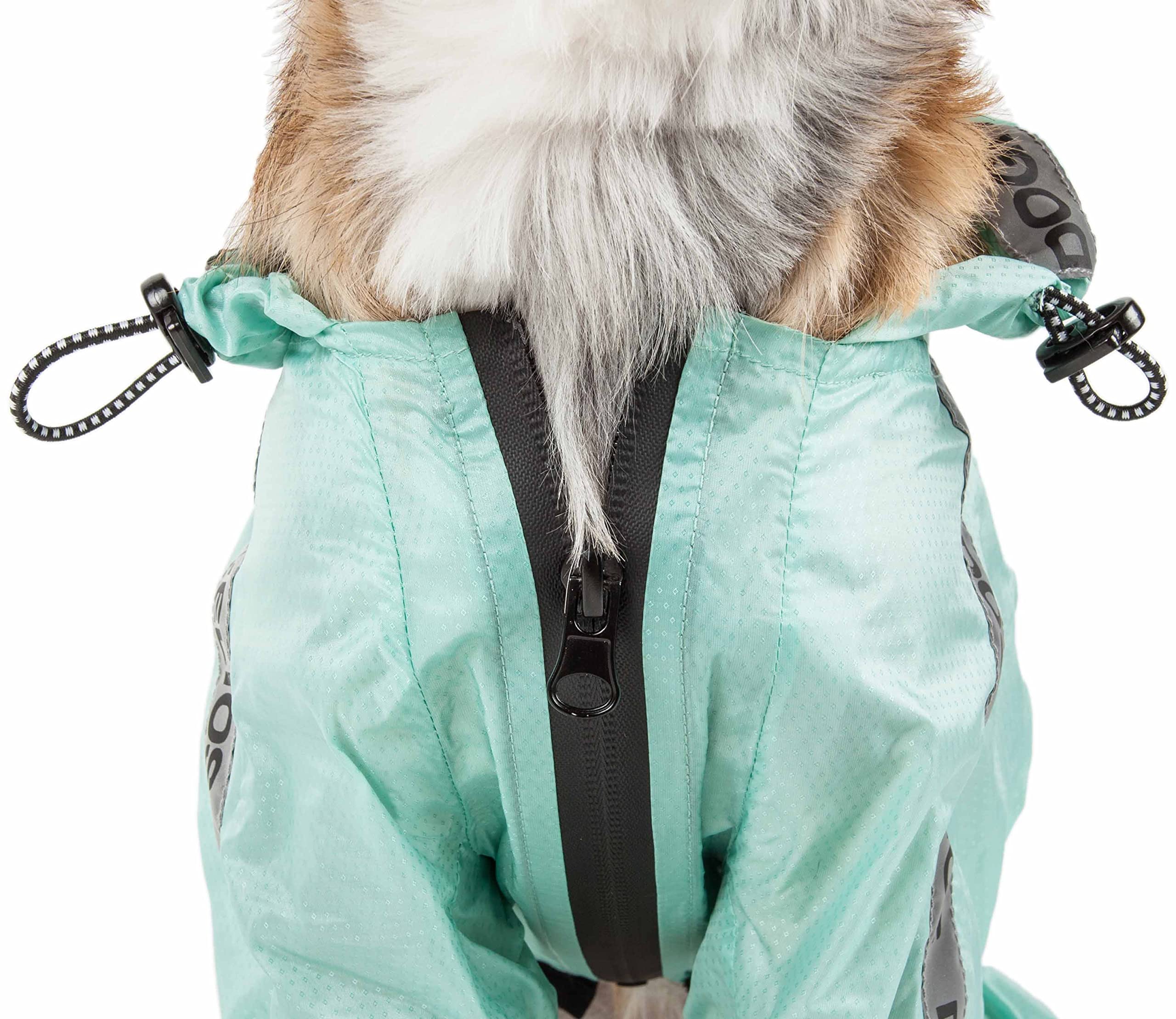 Dog Helios Torrential Shield Waterproof and Adjustable Full Body Dog Raincoat, SM, Green