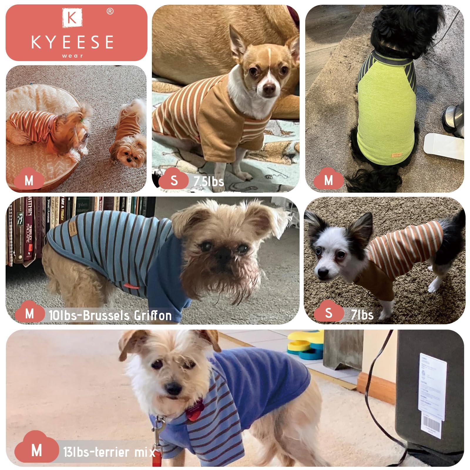 Kyeese 2Pack Lightweight Sweatshirt Super Soft T-Shirt Comfort Stretchy Fleece Sweater Clothes Pullover For Small Dogs, Pink, S