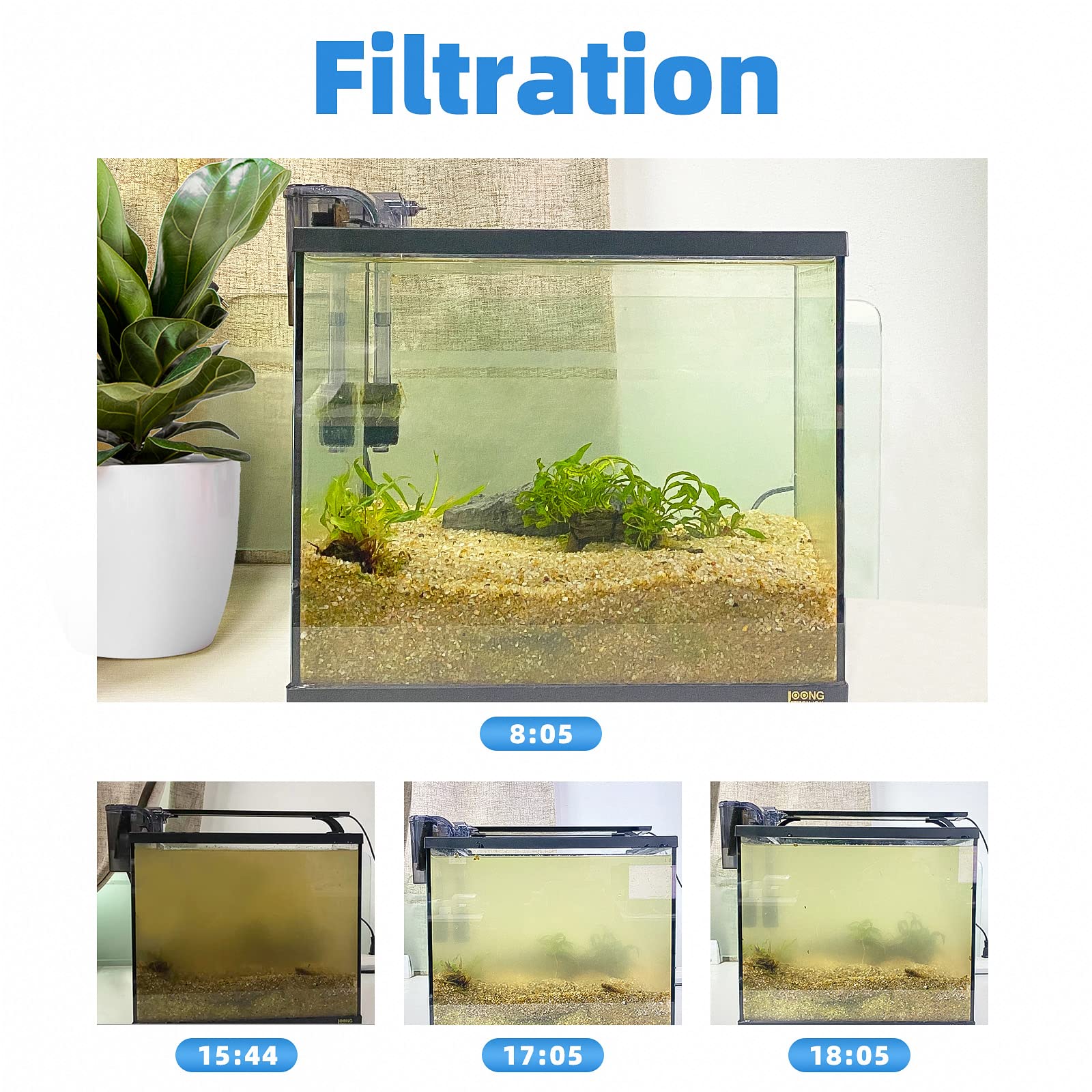 Boxtech Aquarium Hang On Filter - Power Waterfall Suspension Oxygen Pump - Submersible Hanging Activated Carbon Biochemical Wall