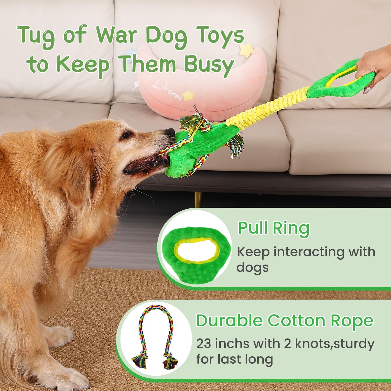 Yineya Squeaky Dog Toys For Large Dogs, Interactive Dog Toys, Puppy Toys To Keep Them Busy, Puppy Chew Toys For Teething, Tug Of