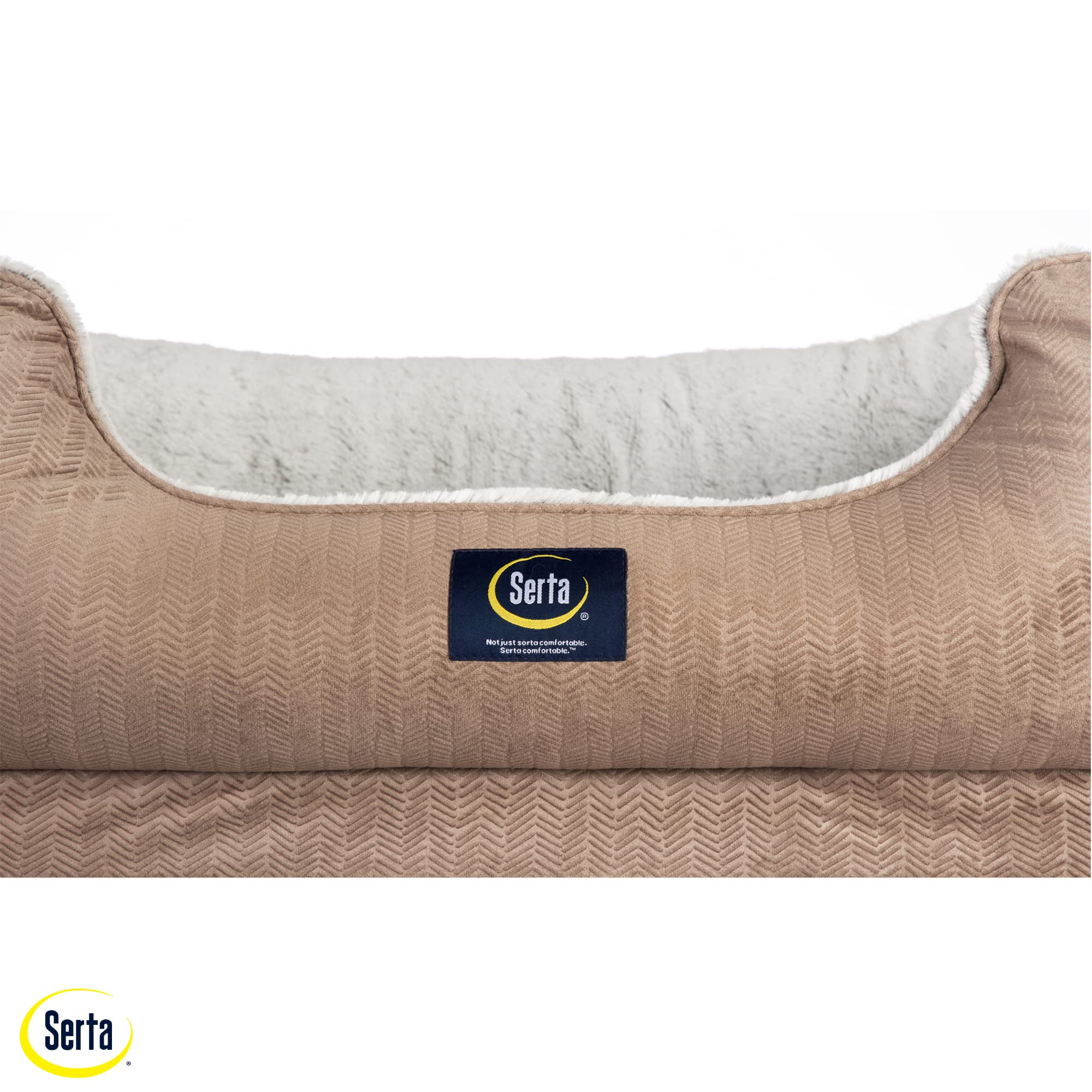 Serta Orthopedic Cuddler Dog Bed – X-Large, Chocolate Brown, 44"L x 30"W x 10"Th, Durable Polyester Material