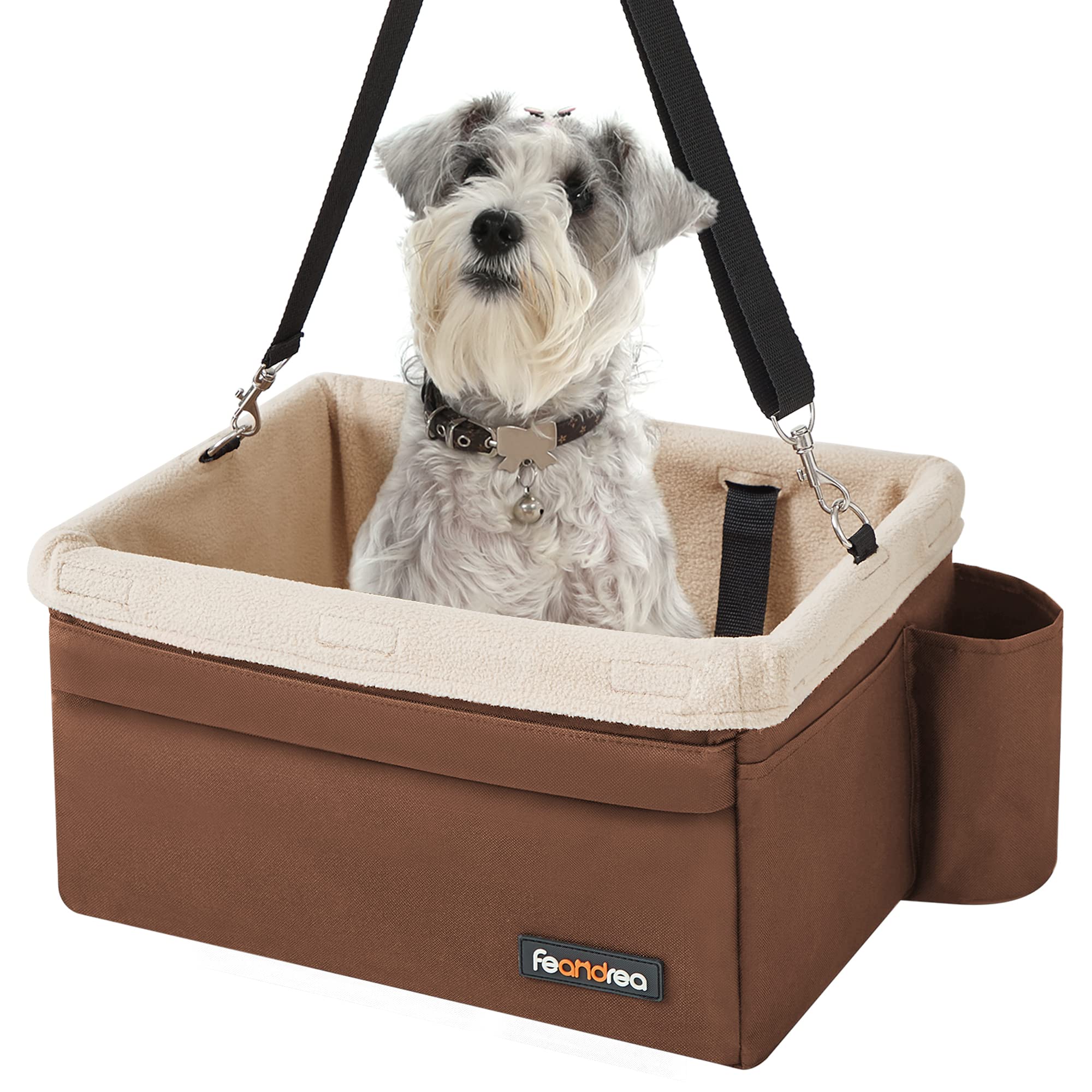 Feandrea Dog Car Seat, Pet Booster Seat for Small Dogs up to 18 lb, with Adjustable Straps, Removable Washable Fleece Liner, 4 P