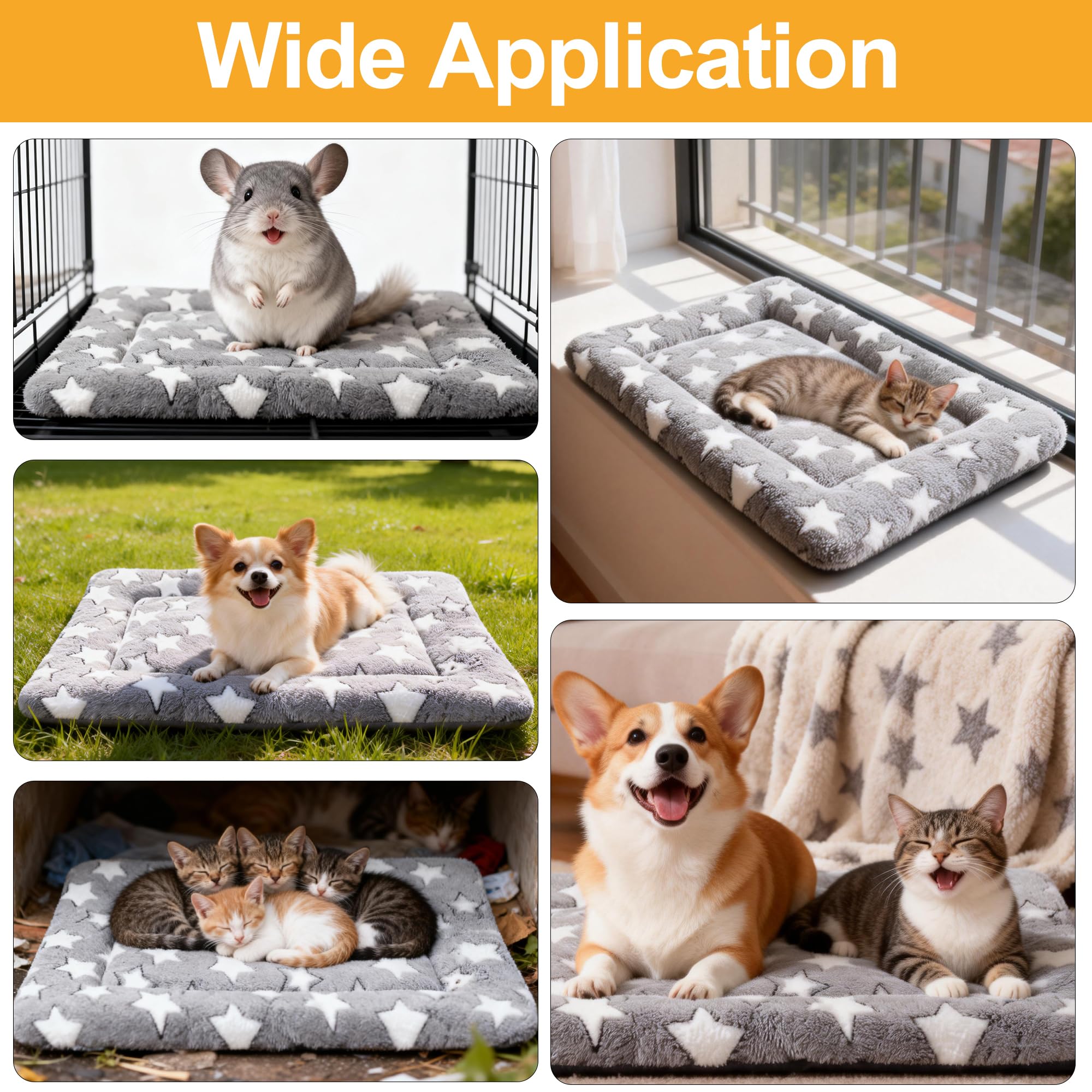 Dog Bed Mat, Reversible Crate Pads for Small/Medium/Large Dogs & Cats Sleeping, Portable & Soft, Dog Beds Crate Pad (Grey, XS(18