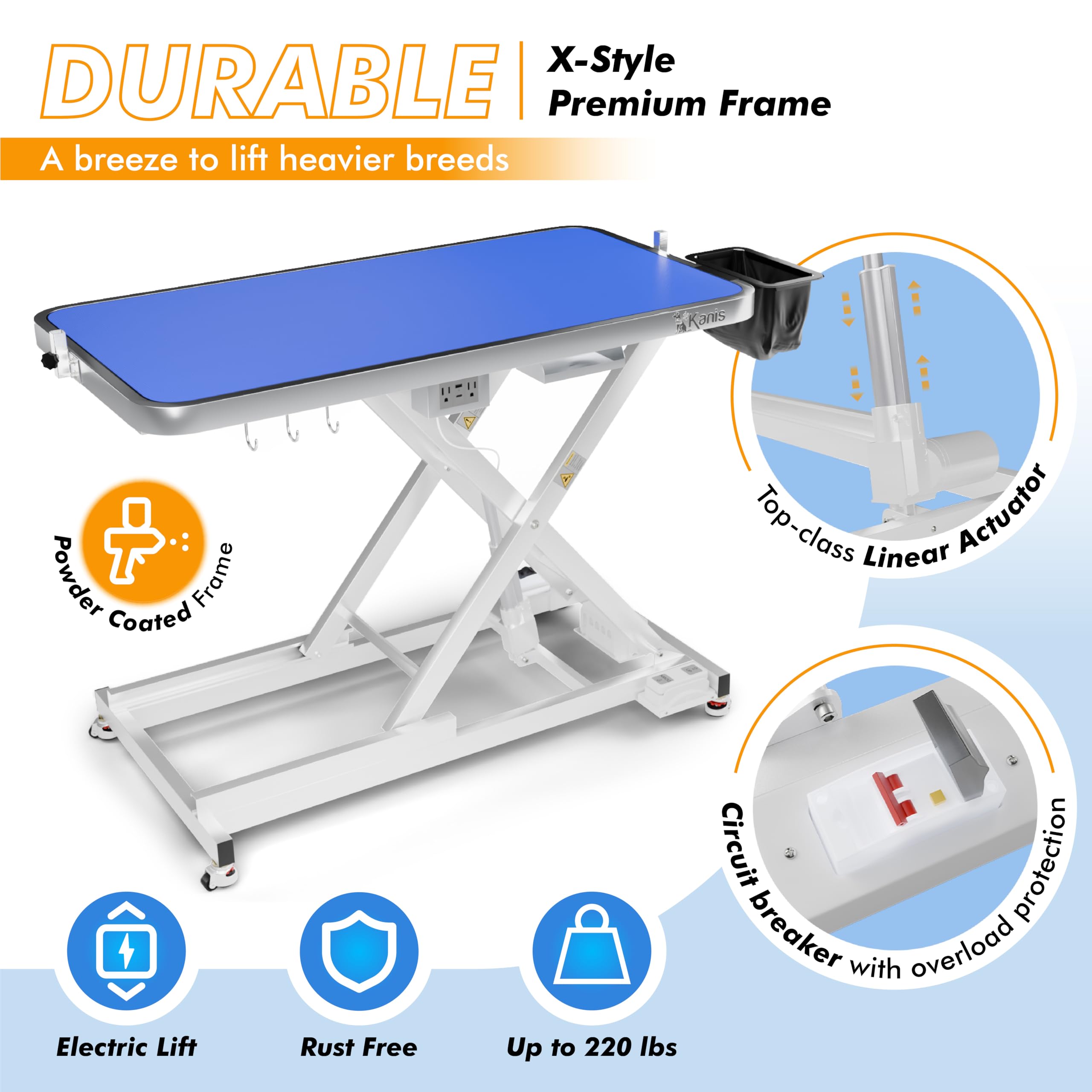 Professional Electric Dog Grooming Table - Heavy Duty, Height Adjustable Pet Grooming Table W/Leveling Wheels, Dog Grooming Arm,