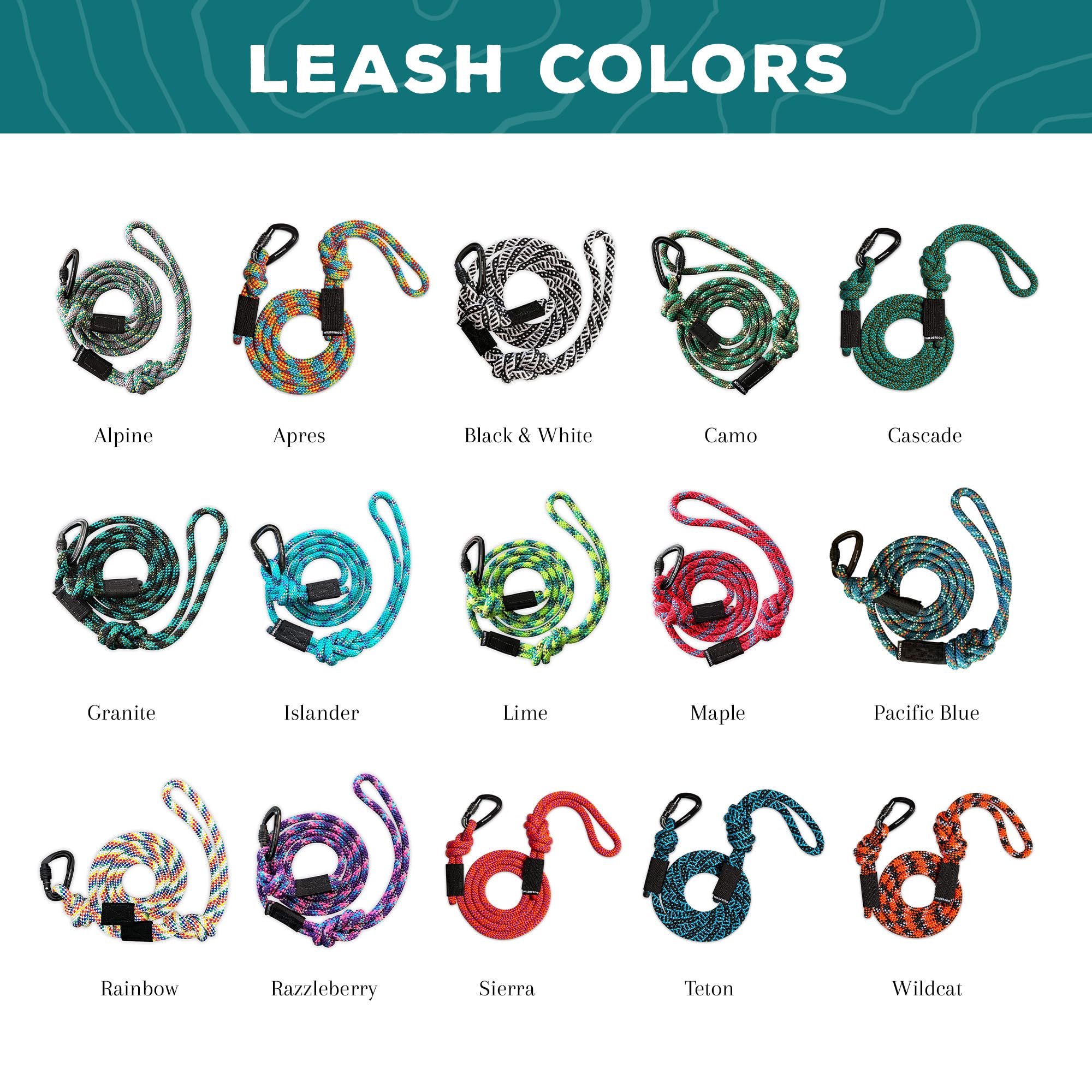 Wilderdog Small Carabiner Climbing Rope Dog Leash For Small & Medium Dogs - 5Ft - Maple - 1Ct